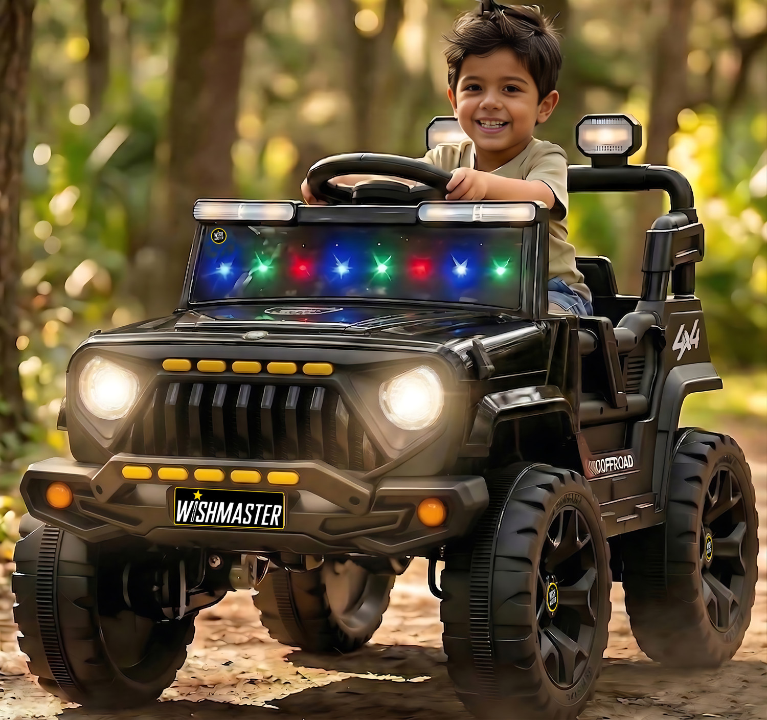 Image of Wishmaster Pobo 4x4 EV Driving Car With Remote , Mobile App + Manual Drive Car Jeep Battery Operated Ride On