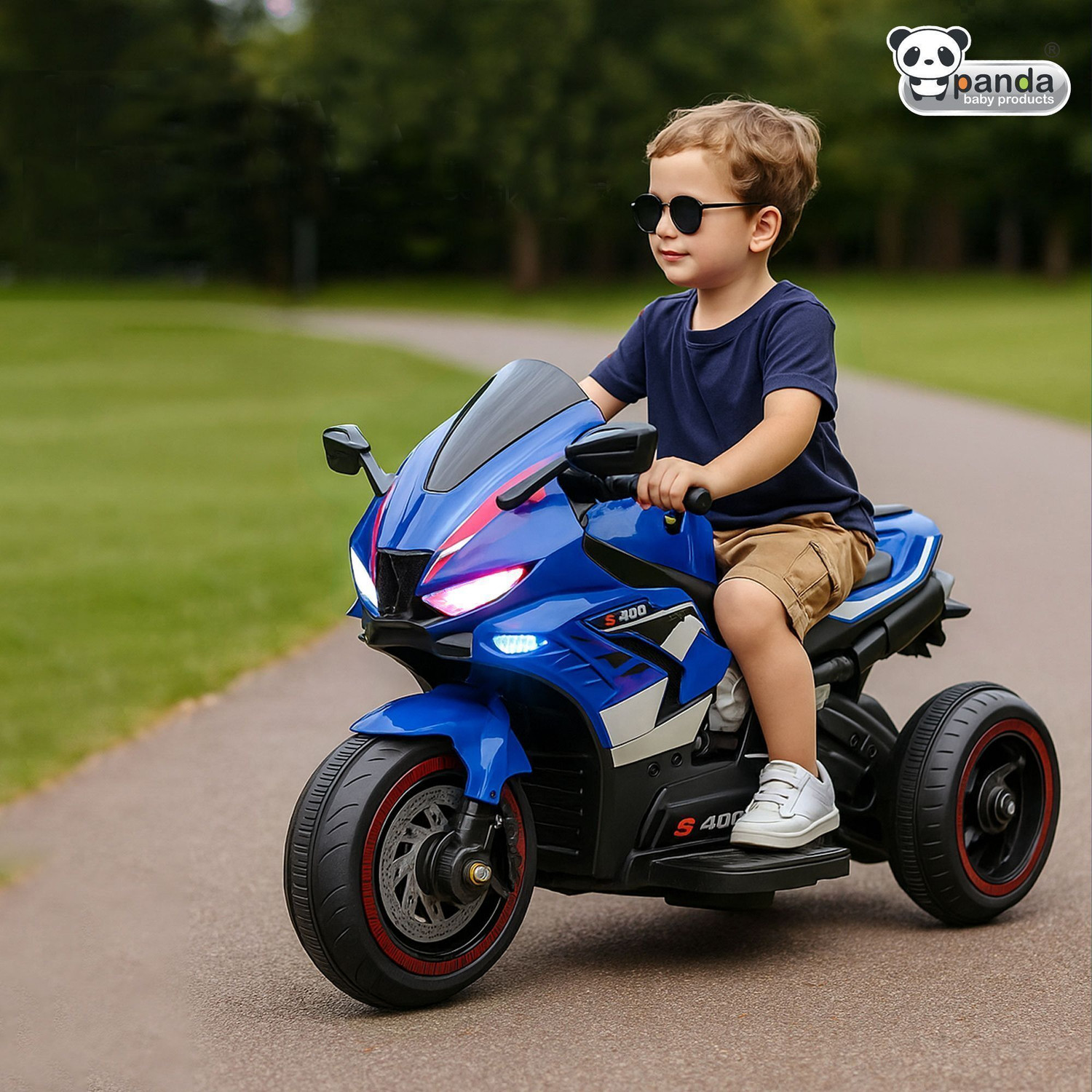 Image of PANDA BABY PRODUCTS S400 6W Ride-On Bike for Kids with Dual Seating, Pedal & Bluetooth Music Bike Battery Operated Ride On