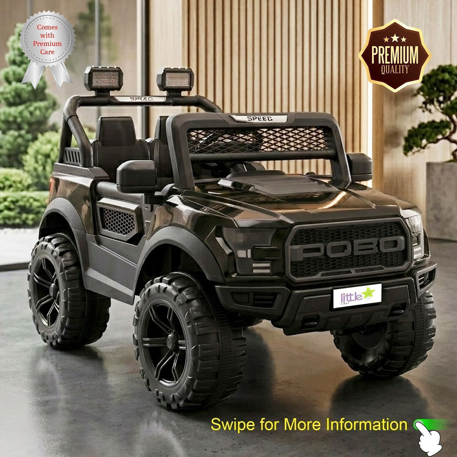 Image of LITTLE RIDES Kids 4 Motor Electric Battery Car With Baby Driving + Parents Remote To Control Jeep Battery Operated Ride On
