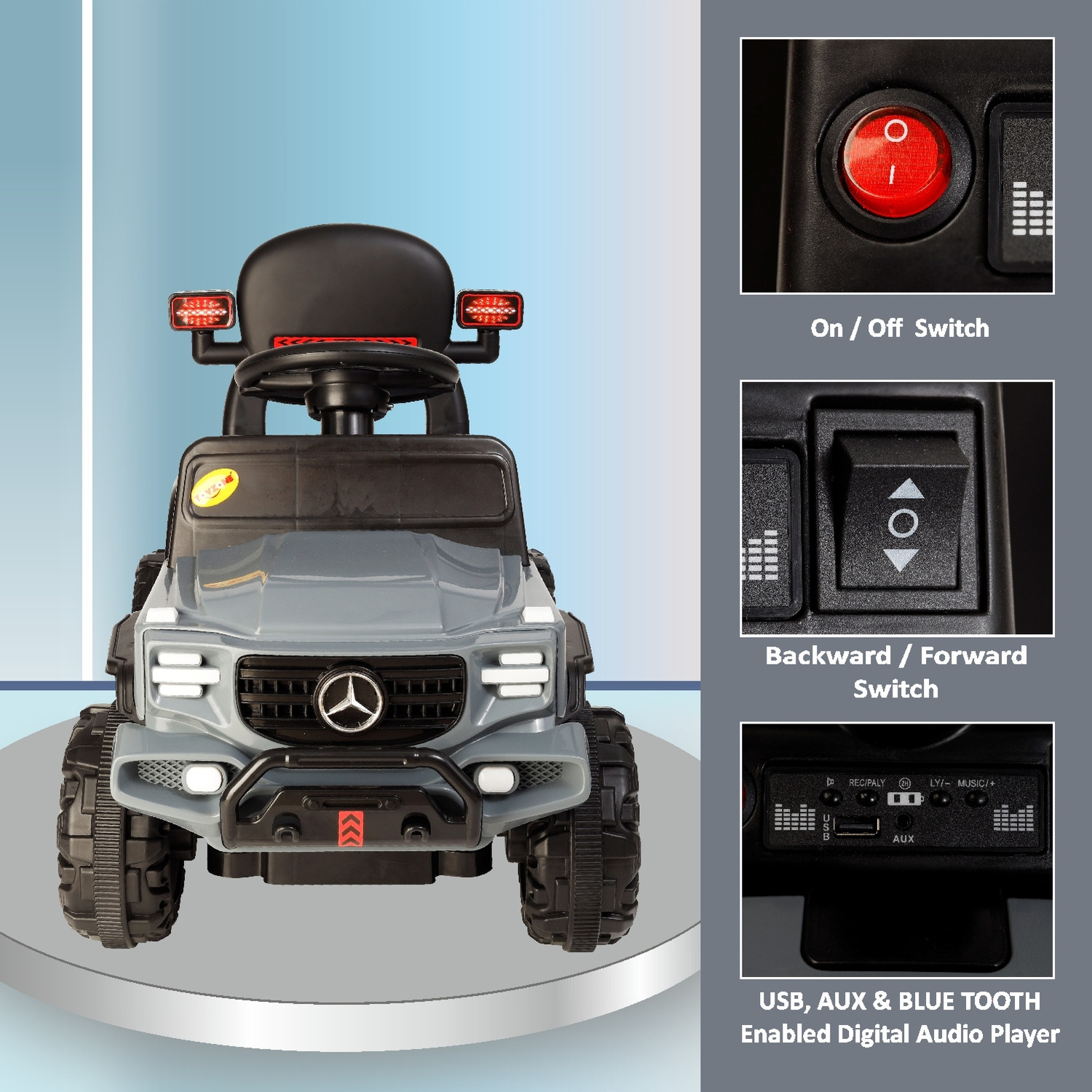 Image of Miss & Chief Posh Rechargeable Car 6V & 6.5Ah Battery(Ages 2+)| Bluetooth & USB Music Player Car Battery Operated Ride On