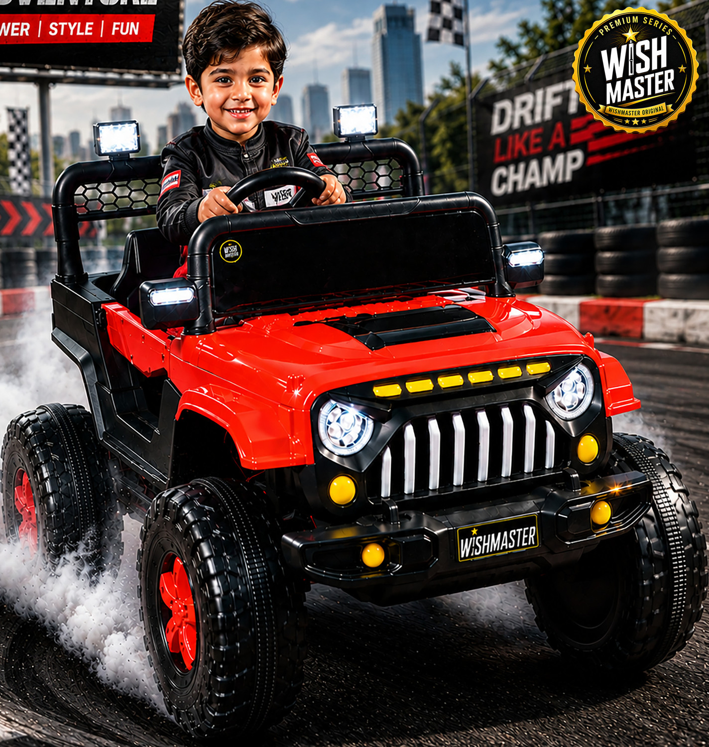 Image of Wishmaster Child Battery Jeep Car (1-6 Years, Remote + Manual Drive) Jeep Battery Operated Ride On