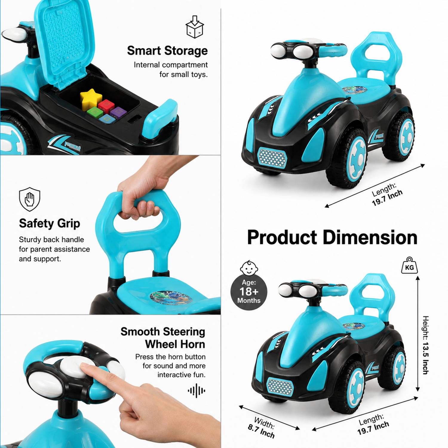 Bellzeye Baby Ride On Car with Steering Wheel - Image 2