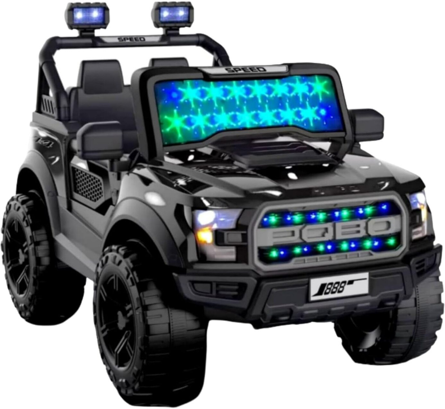 Image of CLAYBORN 4X4 POBO Black Electric Ride On Jeep for Kids, 12V Battery Operated Car 1-8 Yrs Jeep Battery Operated Ride On