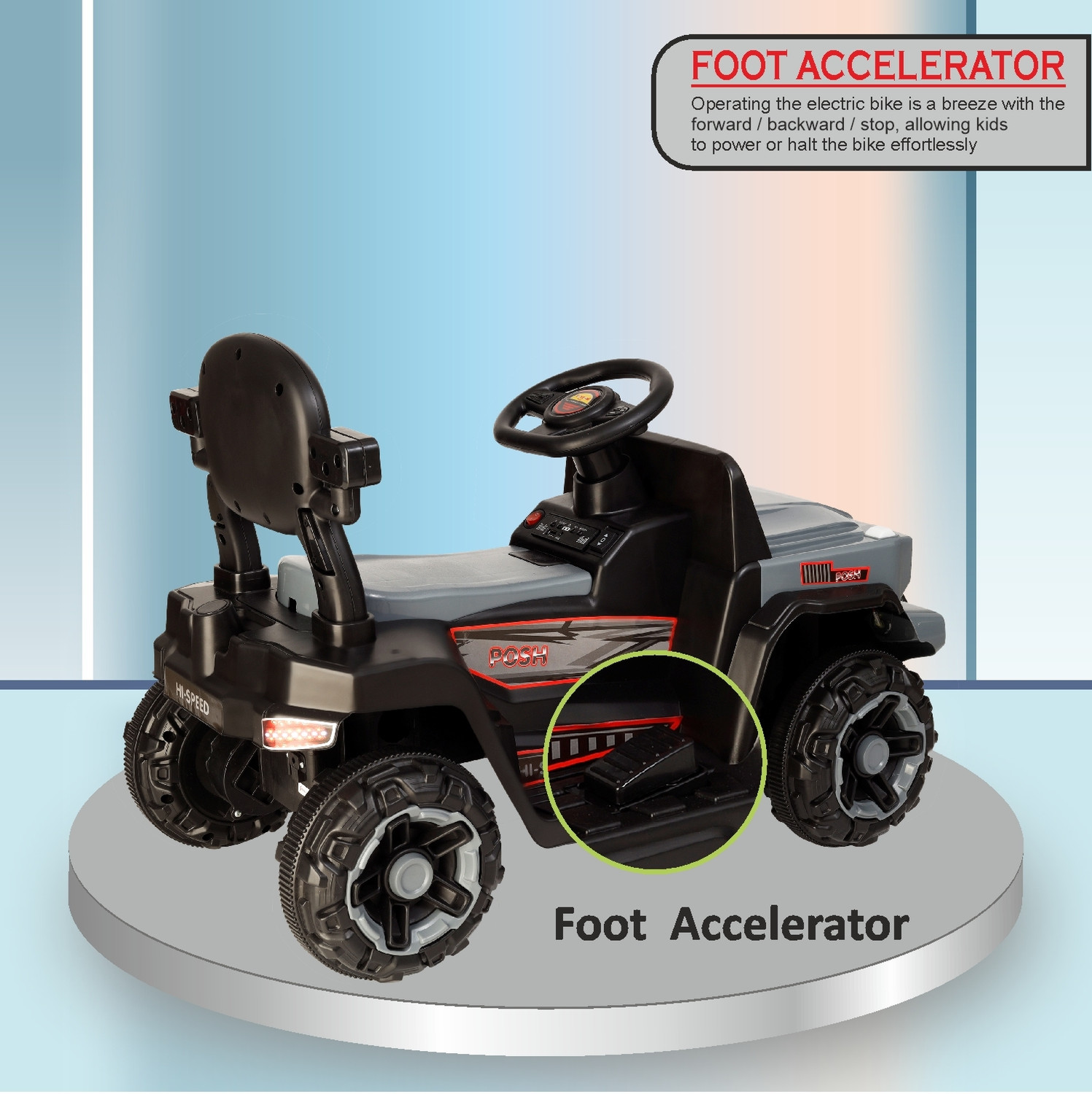 Image of Miss & Chief Posh Rechargeable Car 6V & 6.5Ah Battery(Ages 2+)| Bluetooth & USB Music Player Car Battery Operated Ride On