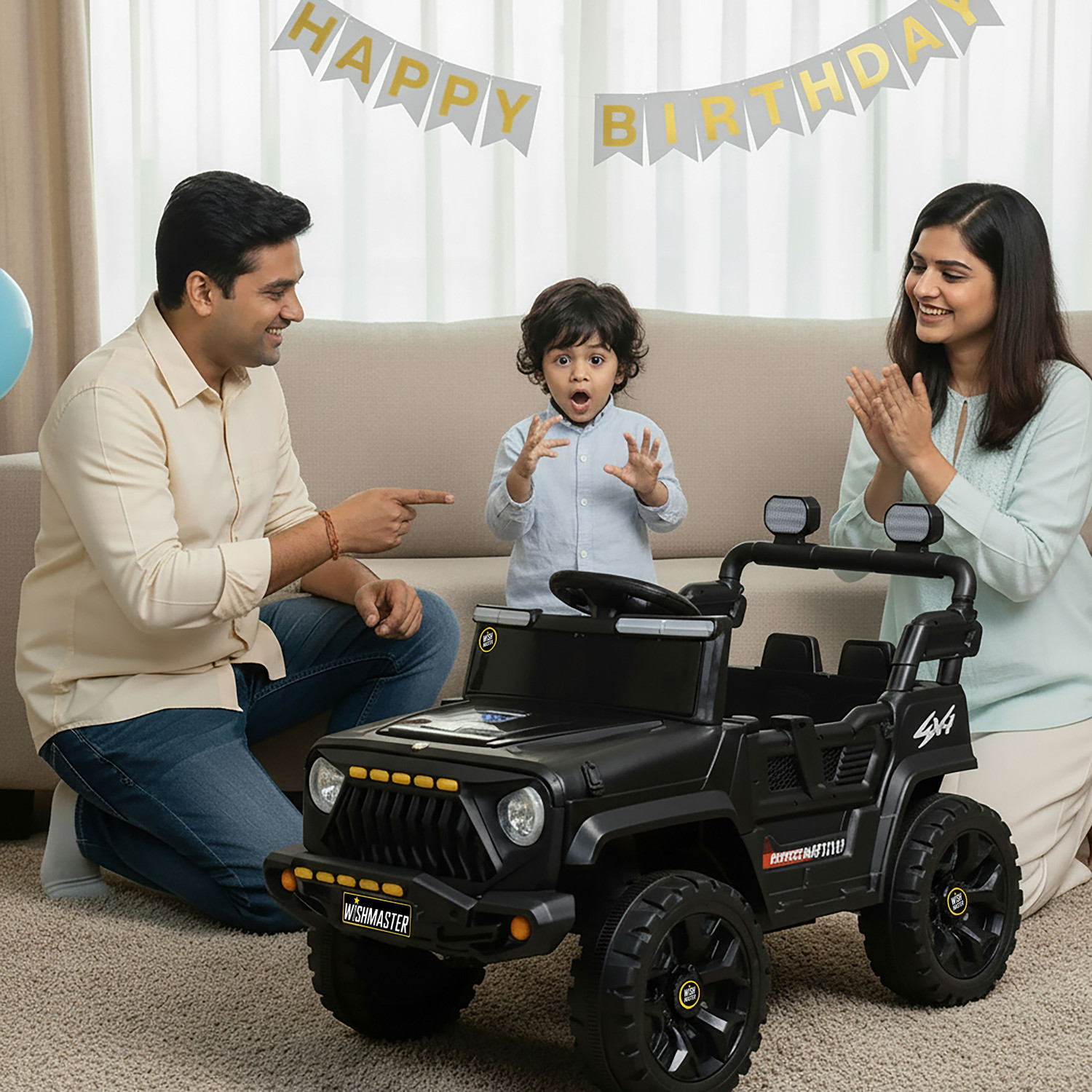 Image of Wishmaster Pobo 4x4 EV Driving Car With Remote , Mobile App + Manual Drive Car Jeep Battery Operated Ride On