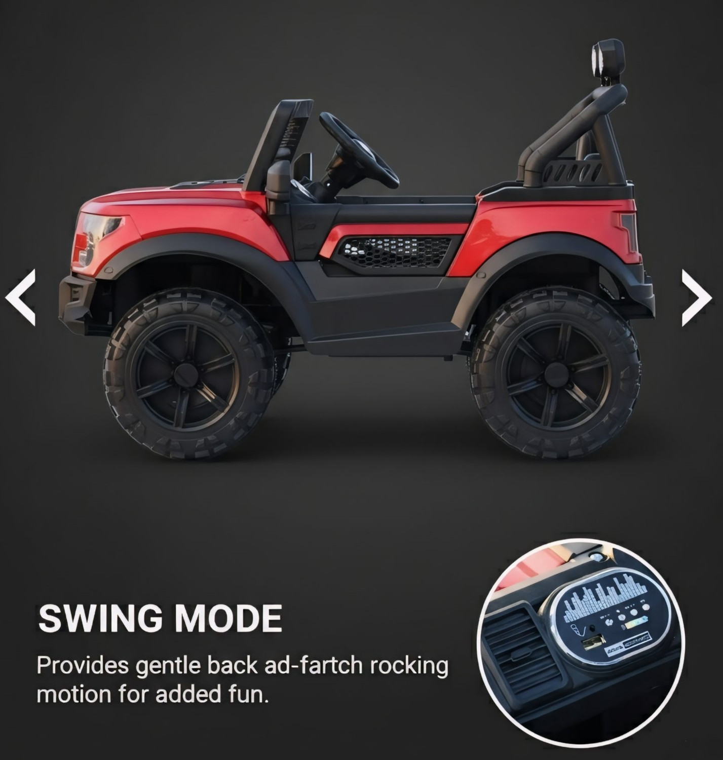 Image of Prabal POBO JEEP 4 Motors 4x4 (1-8Yrs) Driving-Remote, Mobile App + Manual Drive Jeep Battery Operated Ride On