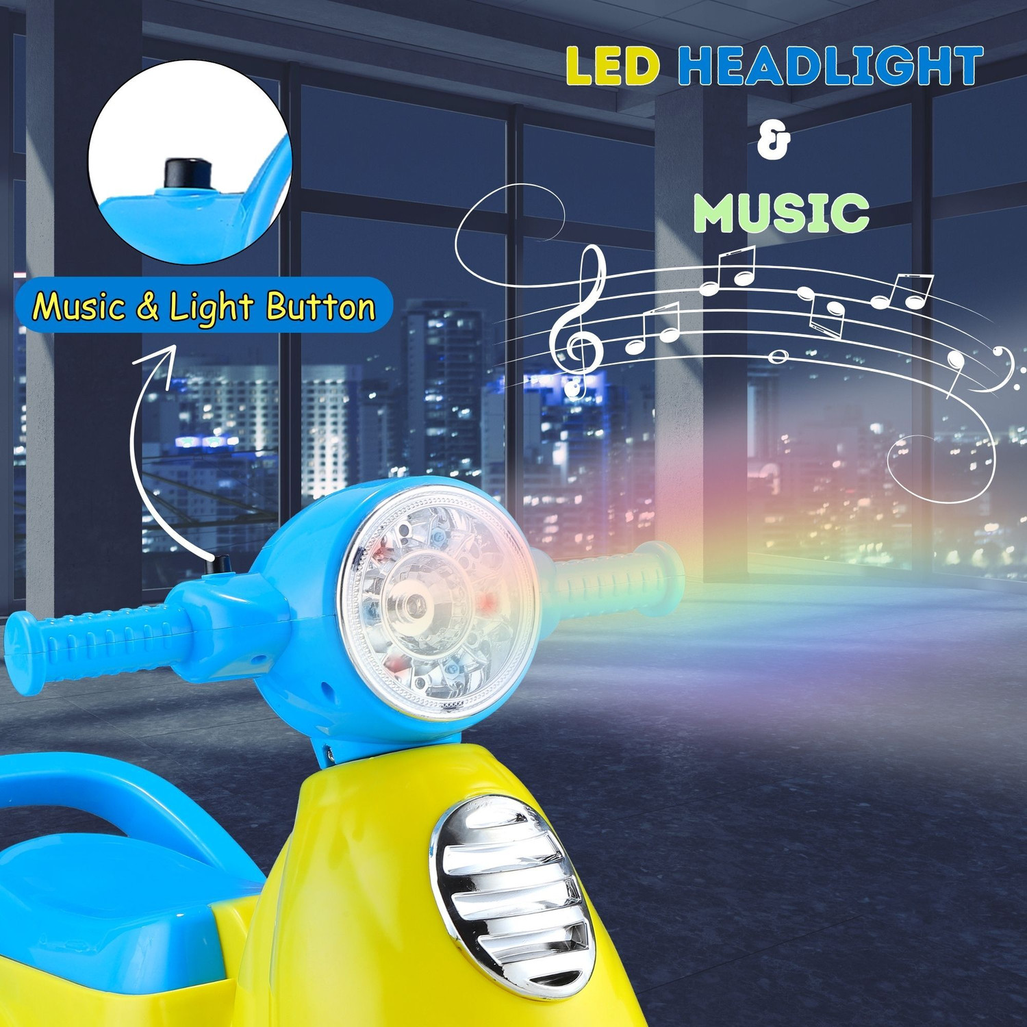Image of Toyzoy Manual Push Scooter Ride On with Music & Light for Boys & Girls Aged 2+Years Rideons & Wagons Non Battery Operated Ride On