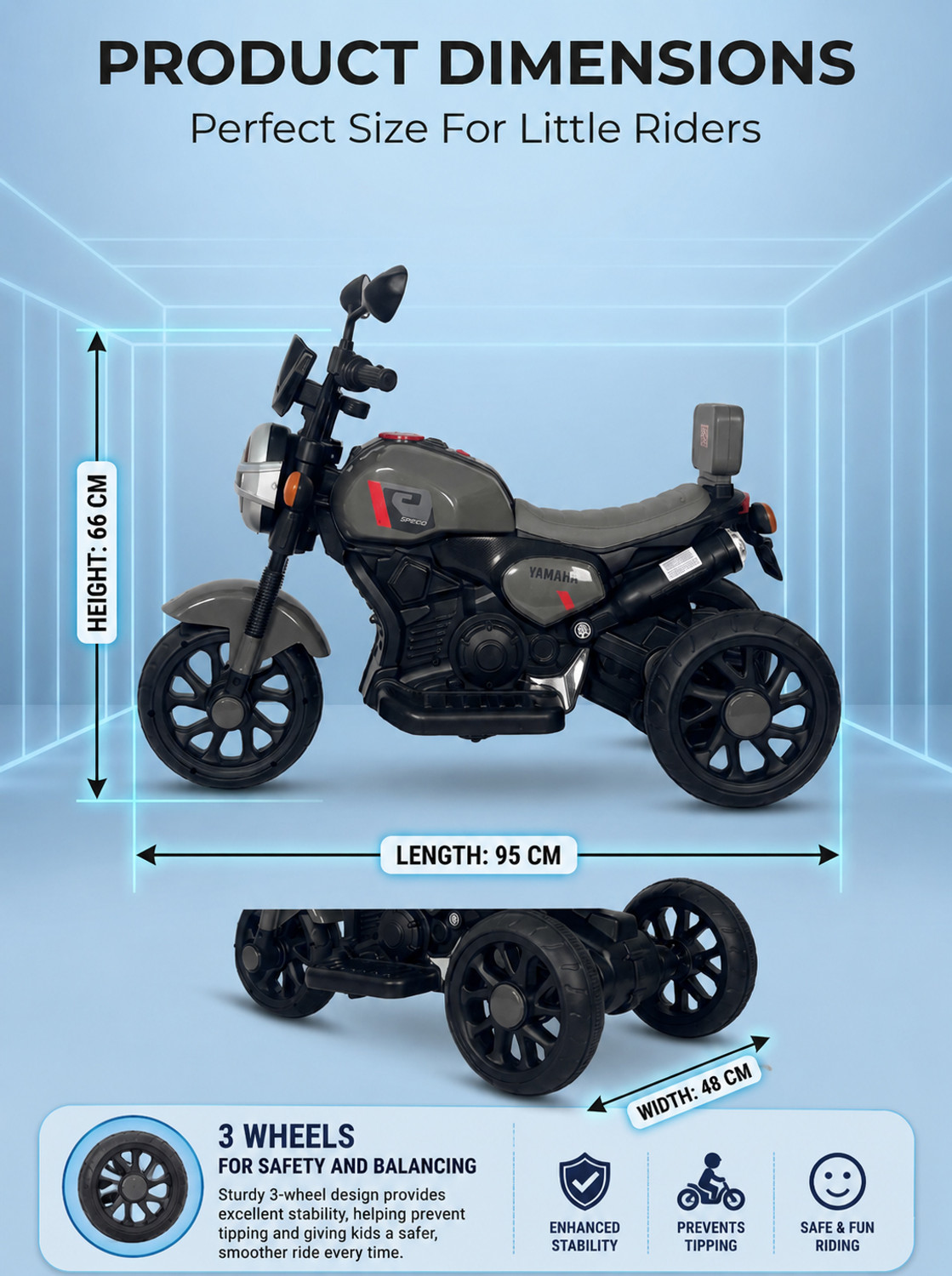 Image of Wishmaster Kids EV Motorbike For 2-5 Year 3-Wheel | 2-5 Year Kids With Charger & Warranty Bike Battery Operated Ride On