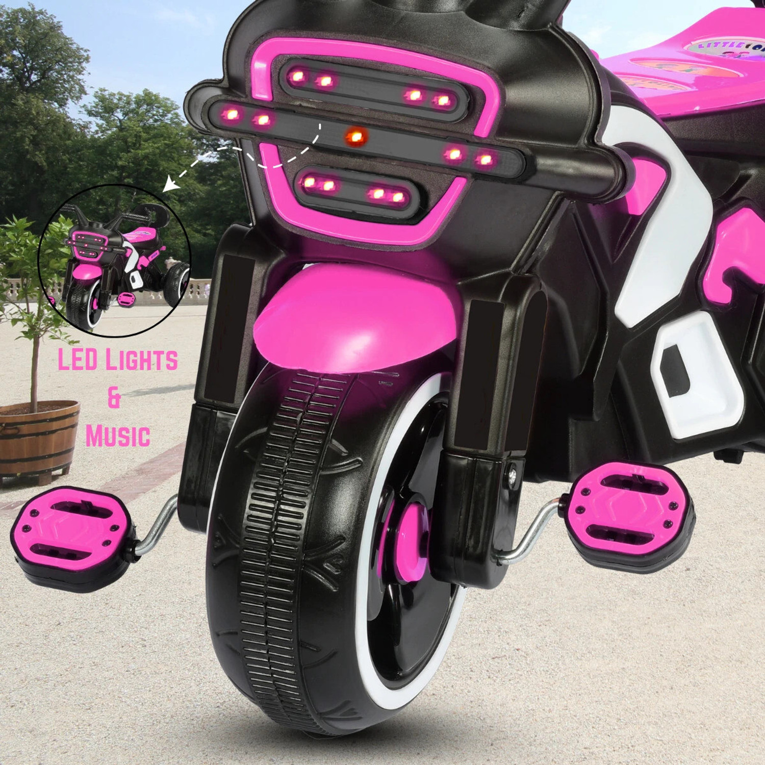 Image of Little Olive RideOn Ranger Bike Pedal Tricycles for Kids 1-3 Years Rideons & Wagons Battery Operated Ride On (Pink)