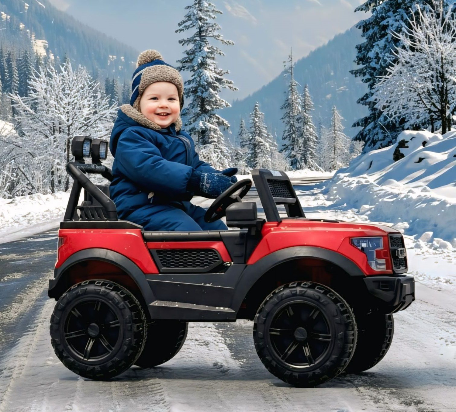 Image of Prabal POBO JEEP 4 Motors 4x4 (1-8Yrs) Driving-Remote, Mobile App + Manual Drive Jeep Battery Operated Ride On