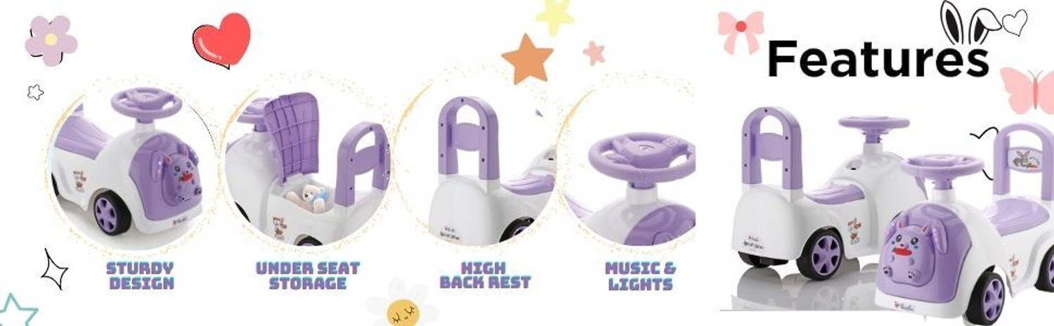 Image of JoyRide RABBIT Ride-On Baby /Kids Ride for Boys Girls 1-3 Years with Light Horn Storage Rideons & Wagons Non Battery Operated Ride On