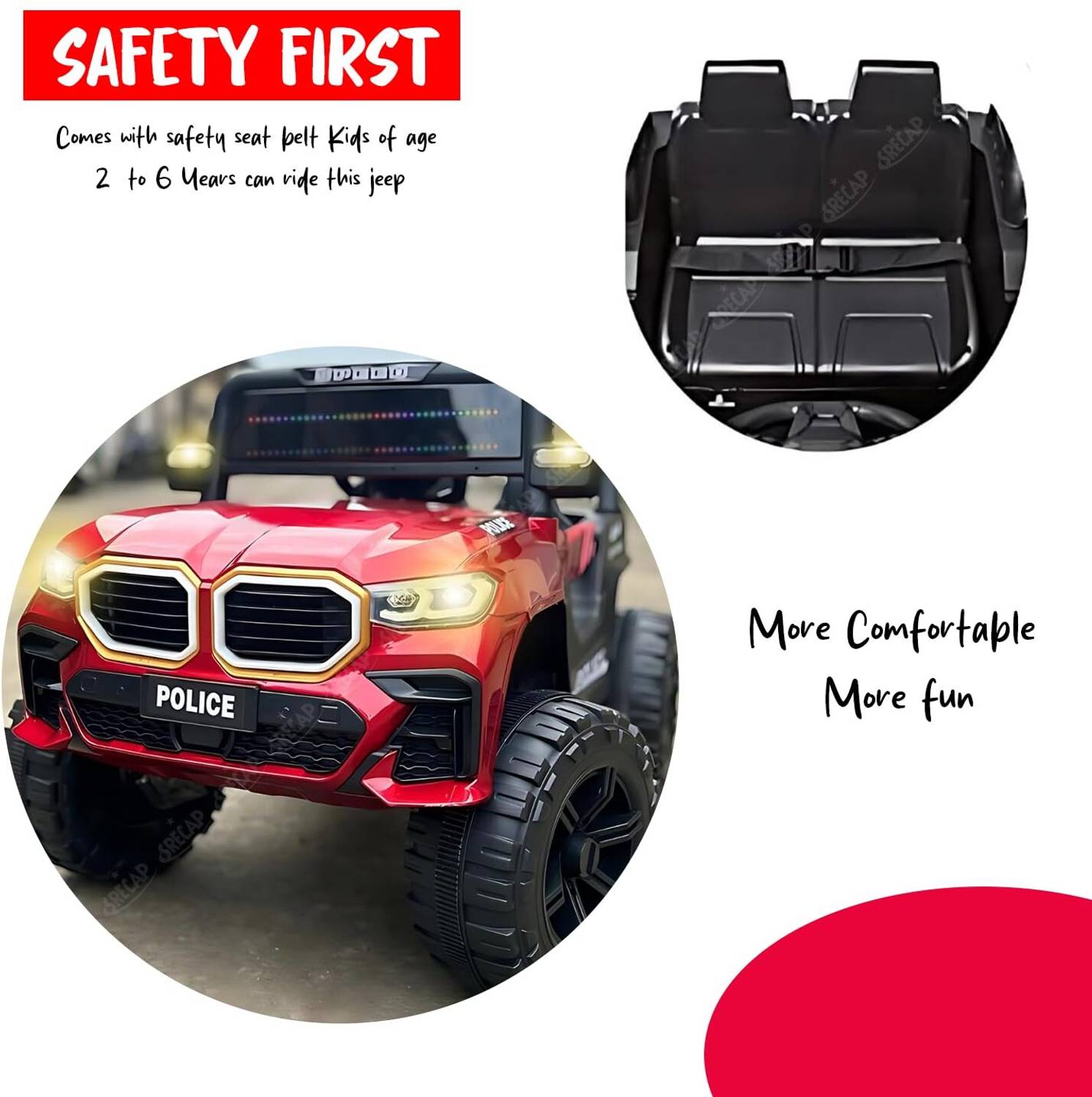 Little Kids Police Jeep with Remote Control - Image 3