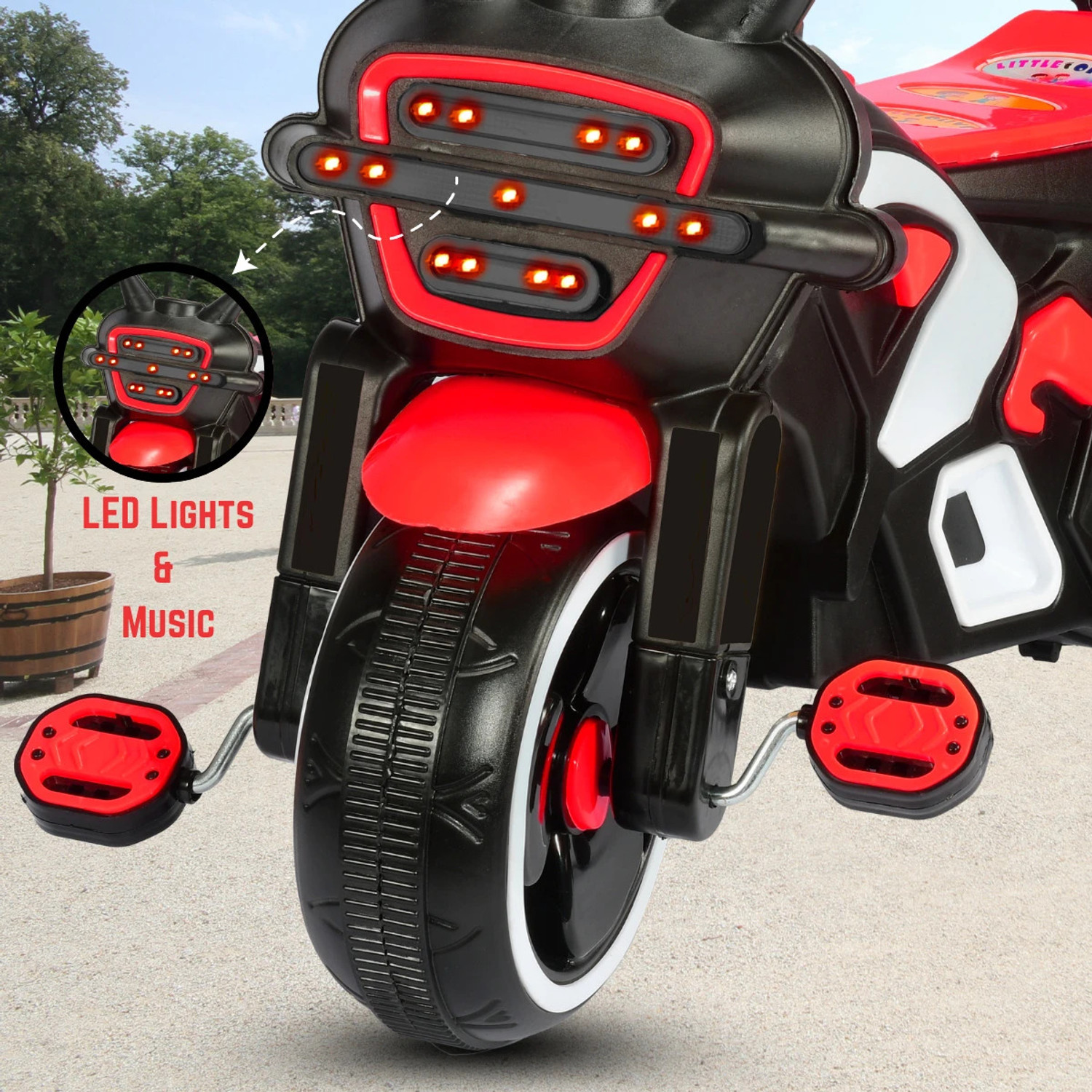 Image of Little Olive RideOn Ranger Bike Pedal Tricycles for Kids 1-3 Years Rideons & Wagons Battery Operated Ride On (Red)