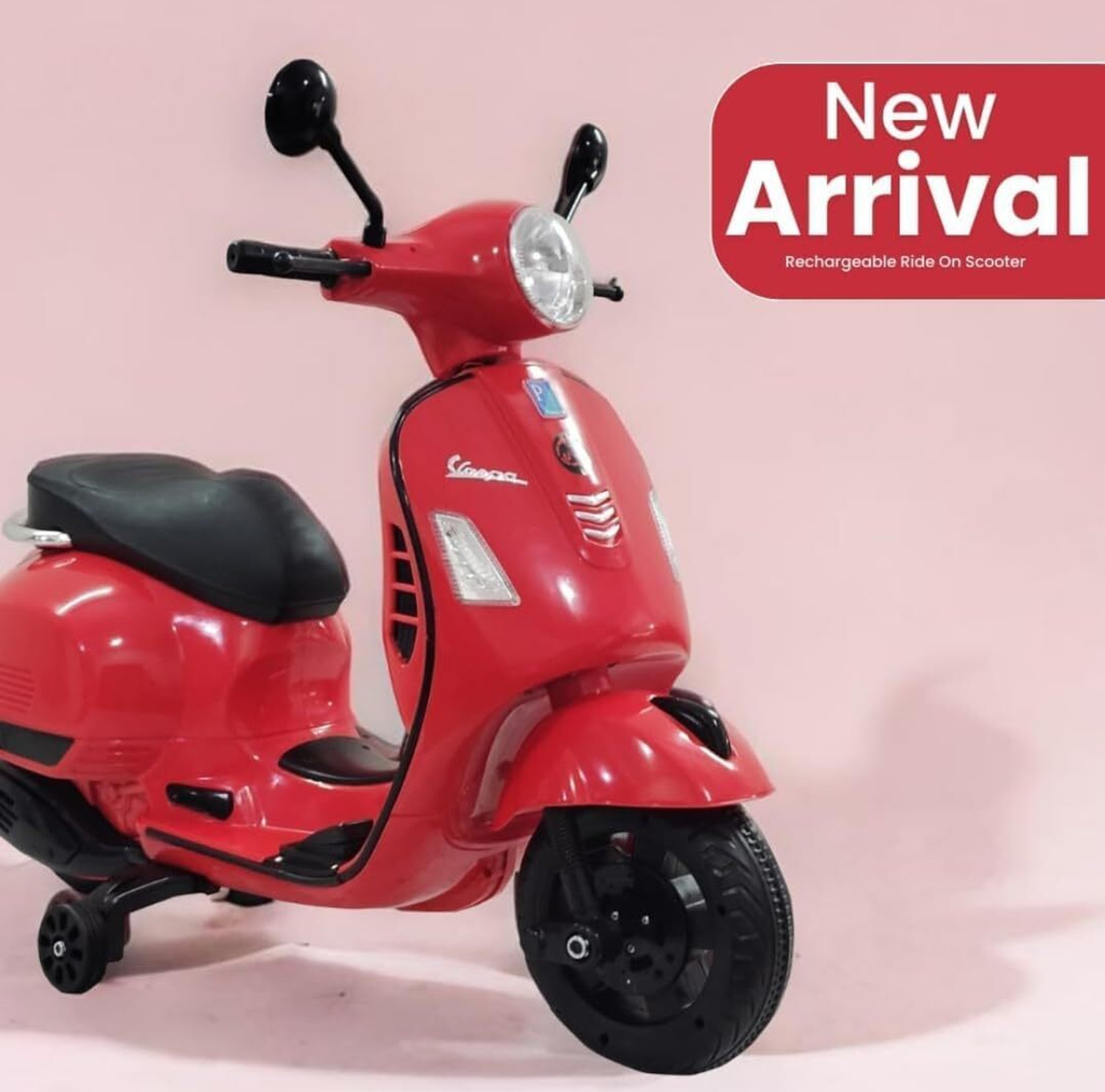 Image of Little Love Vespa Style Kids Electric Ride On Scooter for Boys Girls with Music LED Light Scooter Battery Operated Ride On