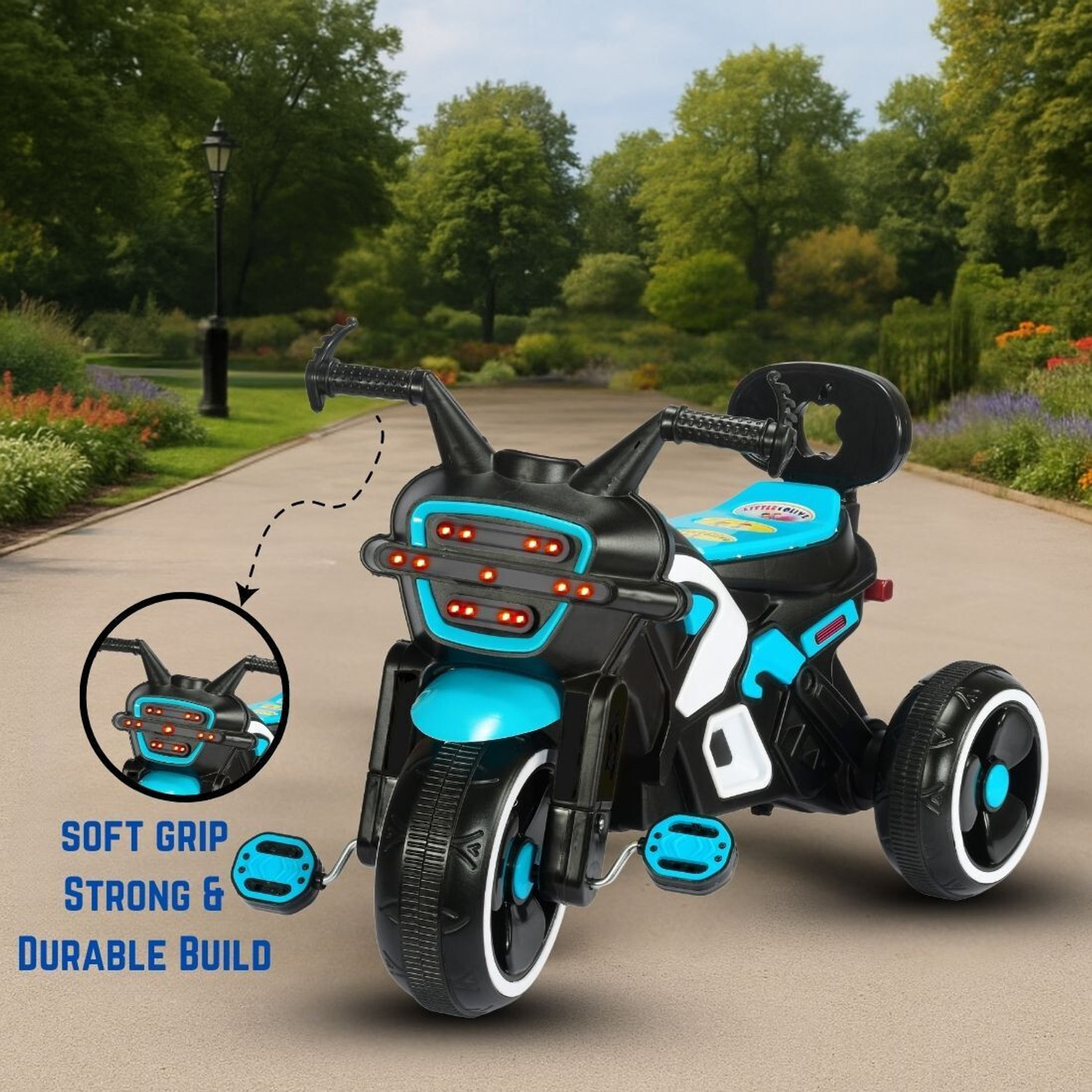 Image of Little Olive Ride On Ranger Bike Pedal for Kids 1-3 Years Rideons & Wagons Battery Operated Ride On (Black, Blue, White)