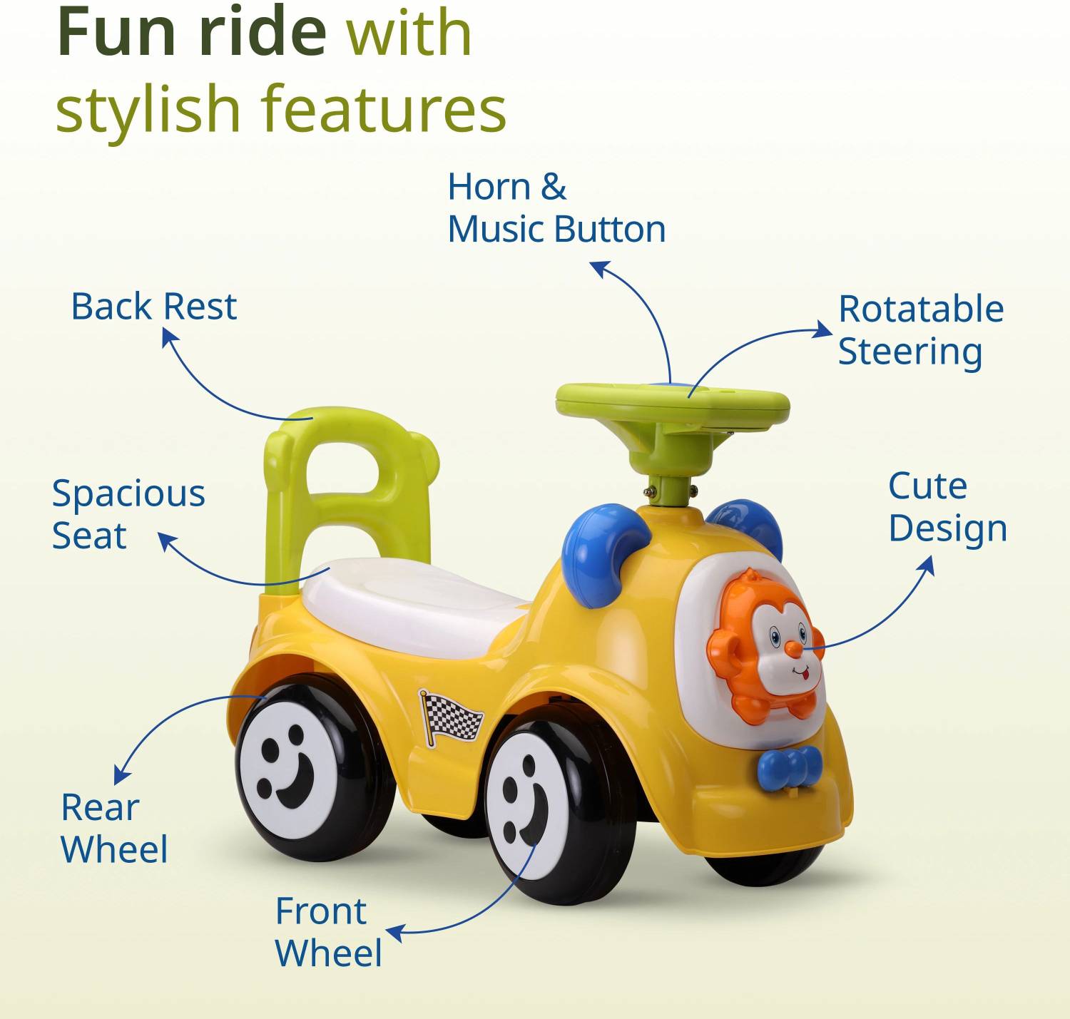 LuvLap Sunny Car with Music for 1-3 years, 25 kg - Image 2