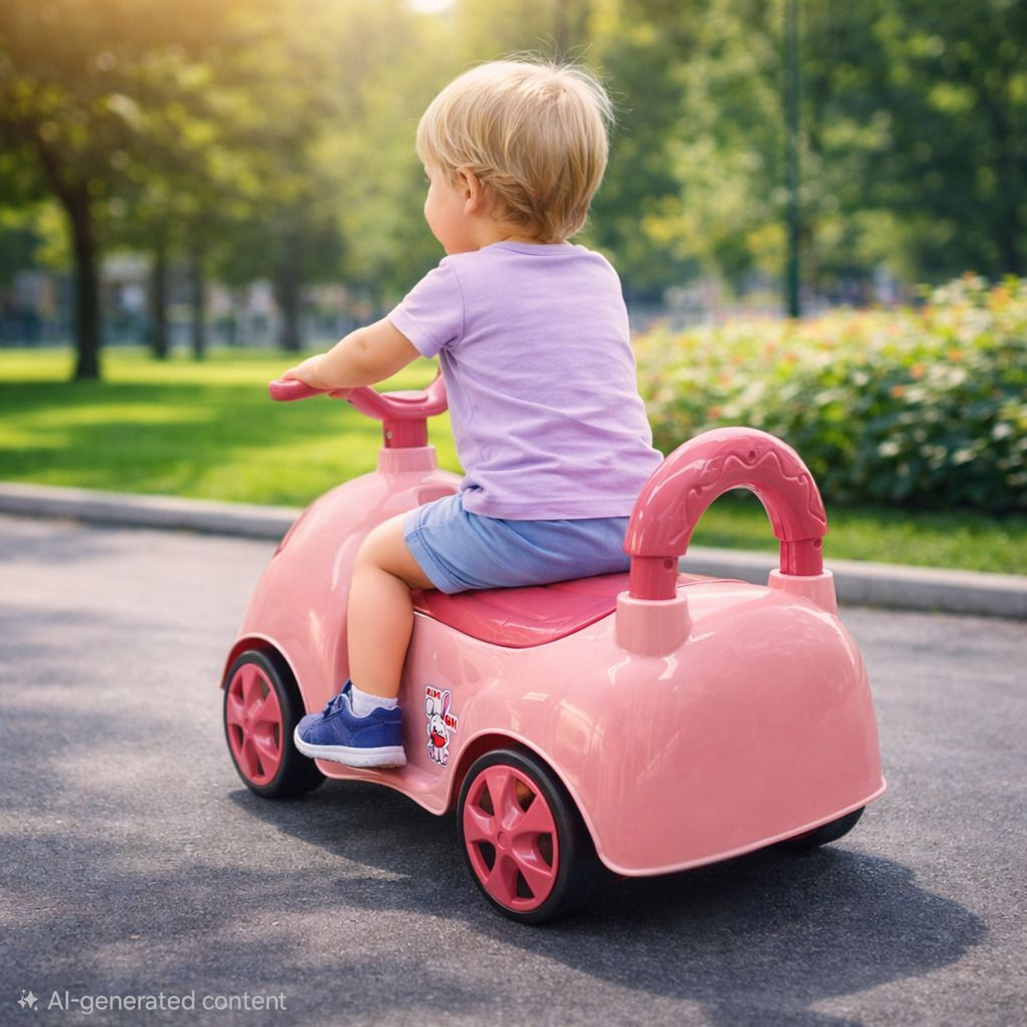 Image of Pandaoriginals Piggy Musical Car with Front Lights, Steering Drive,| 1-3 YRS