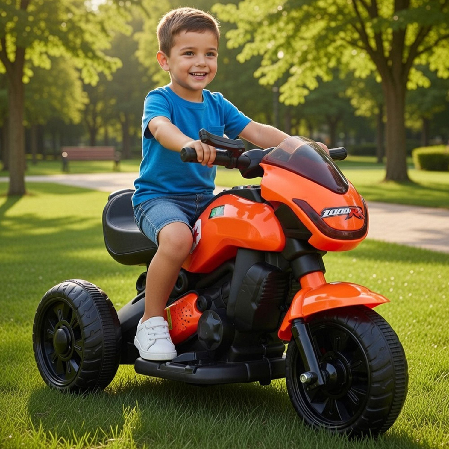 Image of LITTLE RIDES Super Bike With Music And Lights, Forward and Backward Gear, Built in MP3 player Bike Battery Operated Ride On
