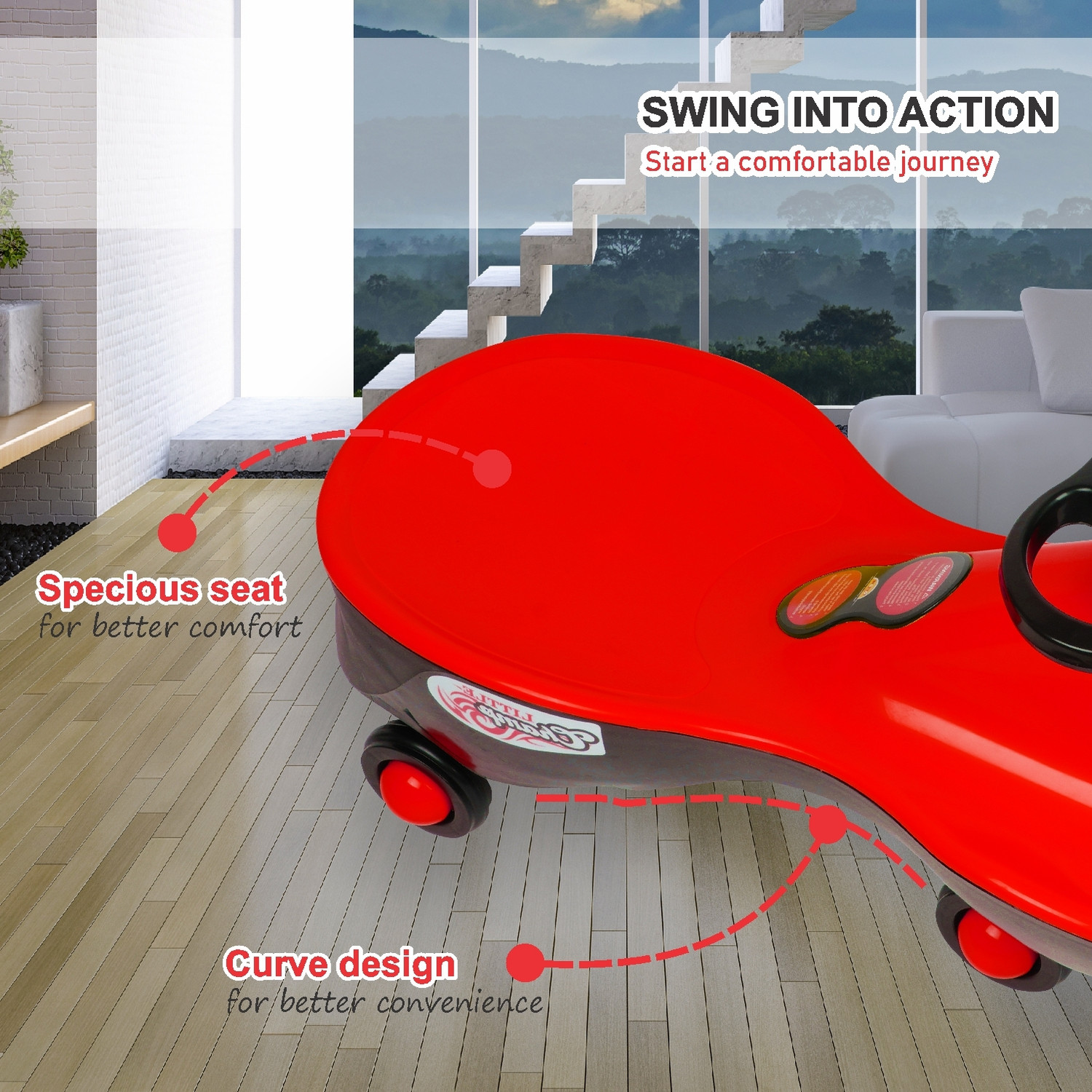 Image of Miss & Chief Little Champ Magic Car � Kids Swing Car(Ages 2+)|Twister Ride-On|Pedal-Free Car Rideons & Wagons Non Battery Operated Ride On
