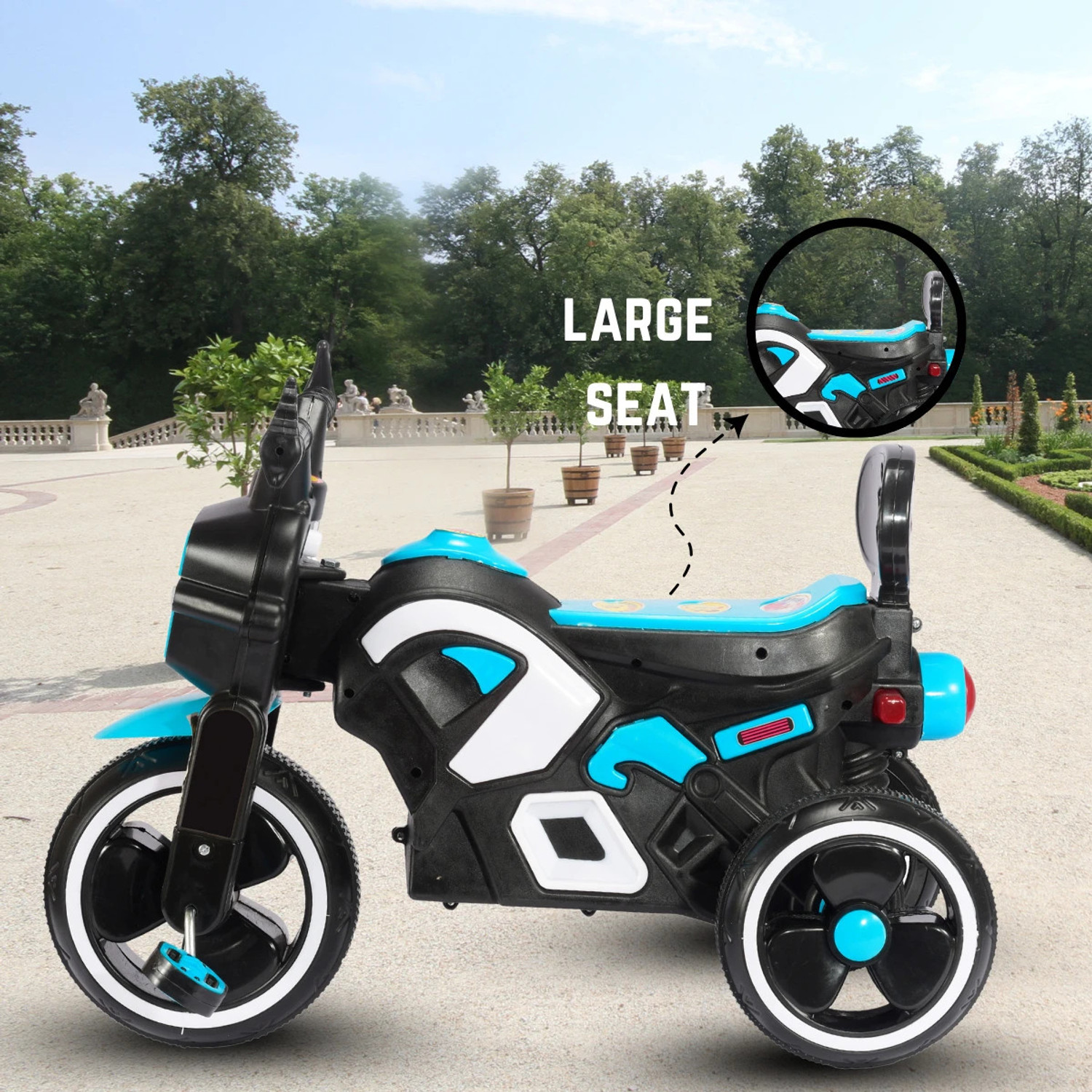 Image of Little Olive RideOn Ranger Bike Pedal Tricycles for Kids 1-3 Years Rideons & Wagons Battery Operated Ride On (Blue)