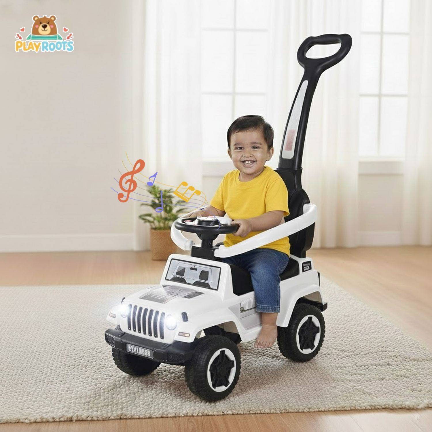 Playroot JIPSY Plus Kids Ride On Jeep with Parental Handle, Light