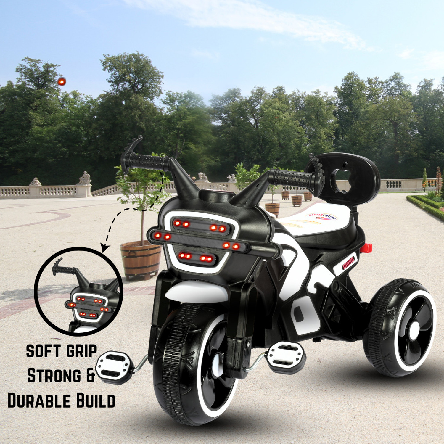 Image of Little Olive RideOn Ranger Bike Pedal Tricycles for Kids 1-3 Years Rideons & Wagons Battery Operated Ride On (White)