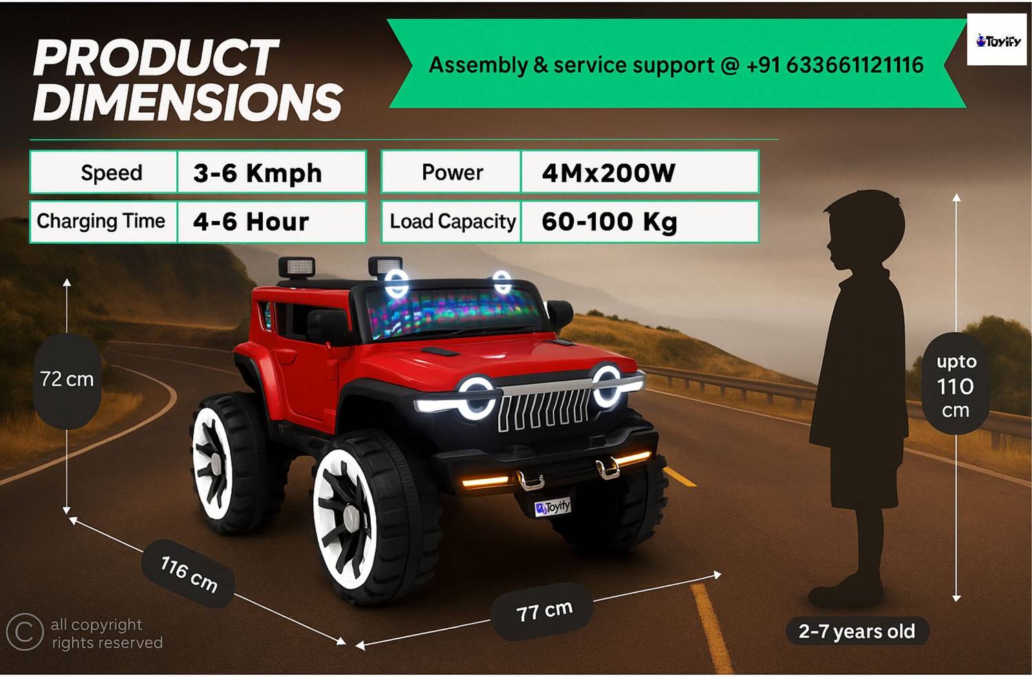 Toyify Red Battery Operated Ride On Car - Image 3