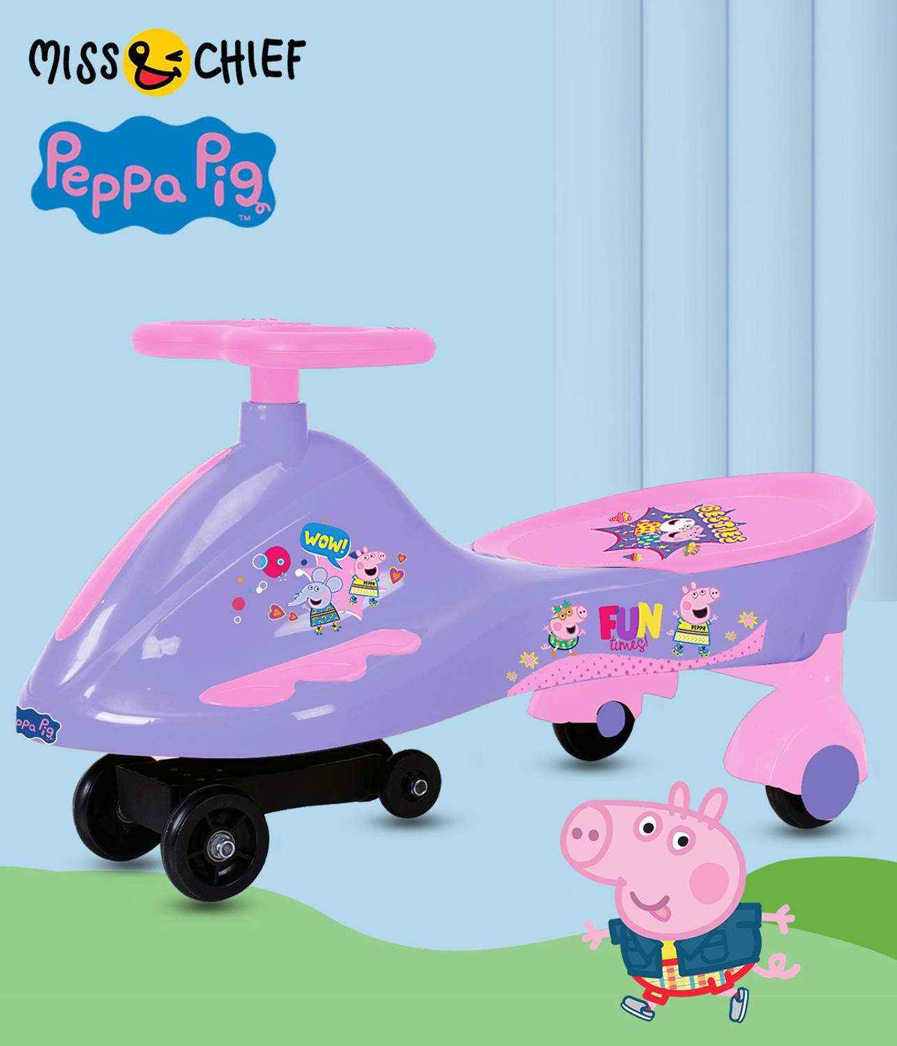 Miss & Chief Peppa Pig Swing Car, for kids 3 years+, upto 50kg Ri...mo