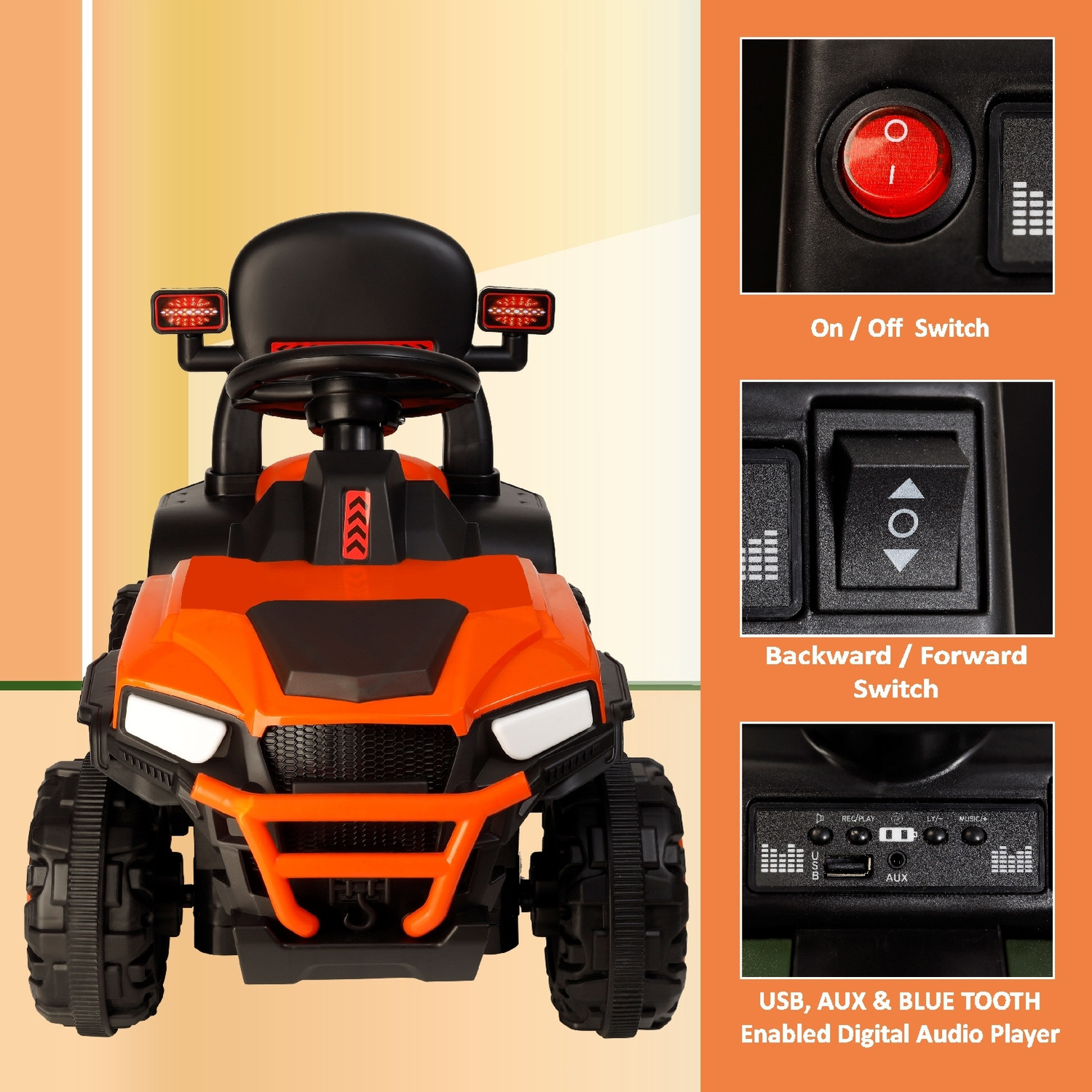 Image of Miss & Chief Super Speedo Rechargeable Car 6V & 6.5Ah Battery| Bluetooth & USB Music Player Car Battery Operated Ride On