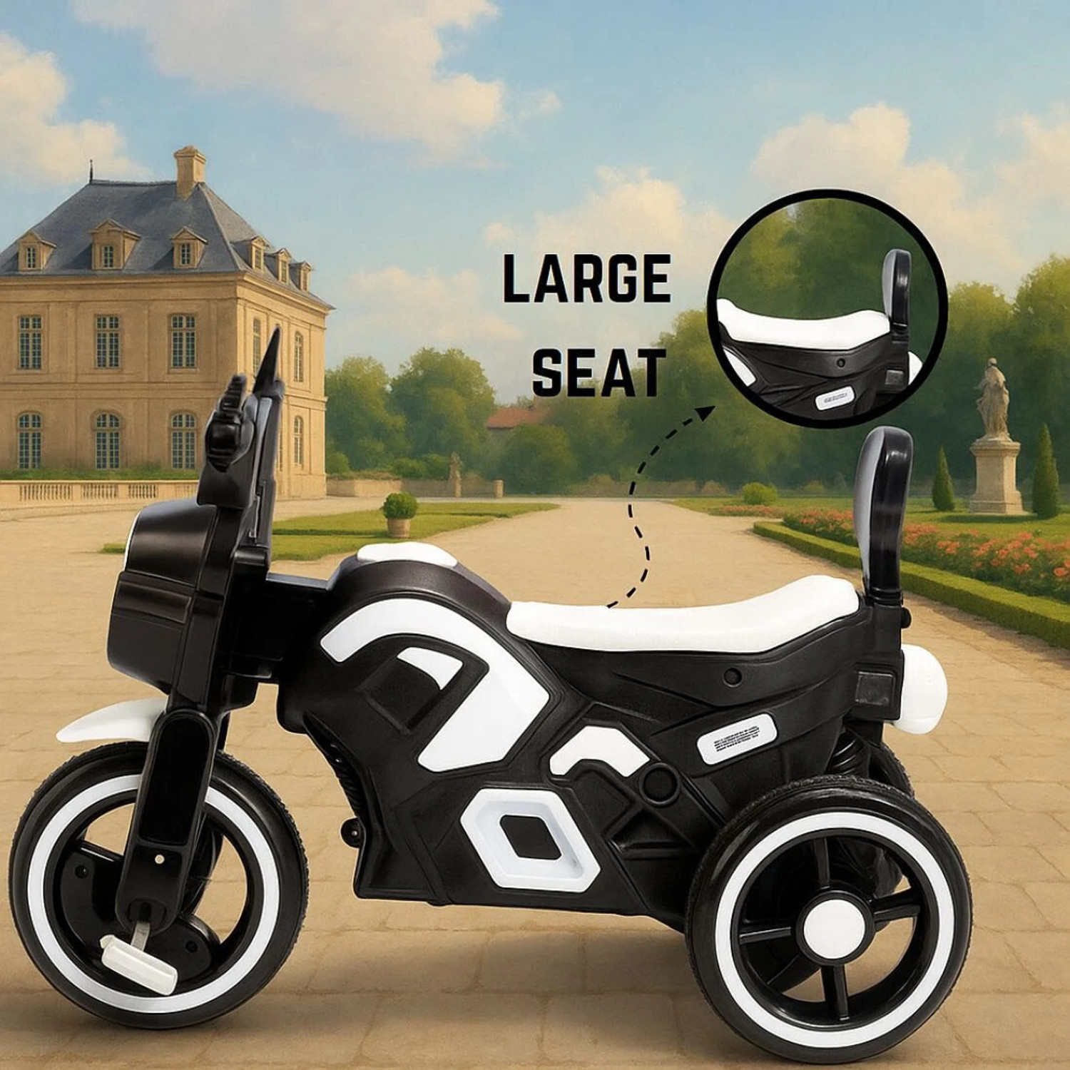 Image of Little Olive RideOn Ranger Bike Pedal for Kids 1-3 Years Rideons & Wagons Battery Operated Ride On (Black, White)