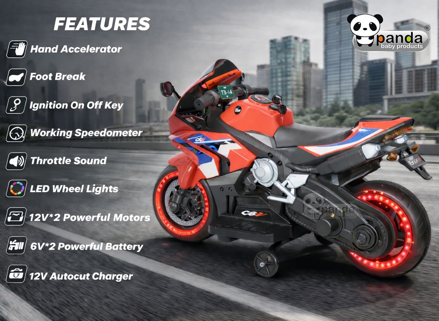 Image of PANDA BABY PRODUCTS CBZ 12W Ride-On Bike For Kids Bike Battery Operated Ride On