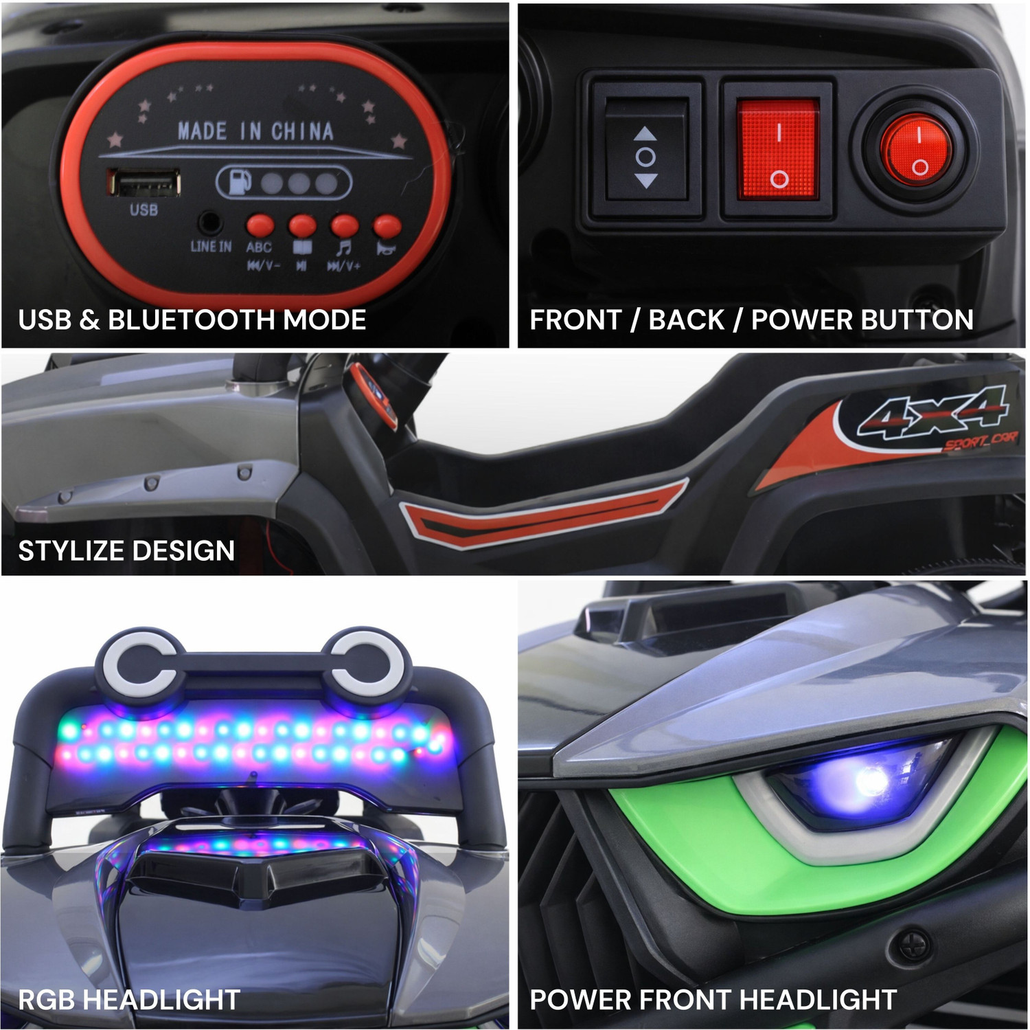 Image of FUN WHEELS FWJ-13 KUT Kids Electric Ride-On Car, LED Lights, Off-Road Wheels Jeep Battery Operated Ride On
