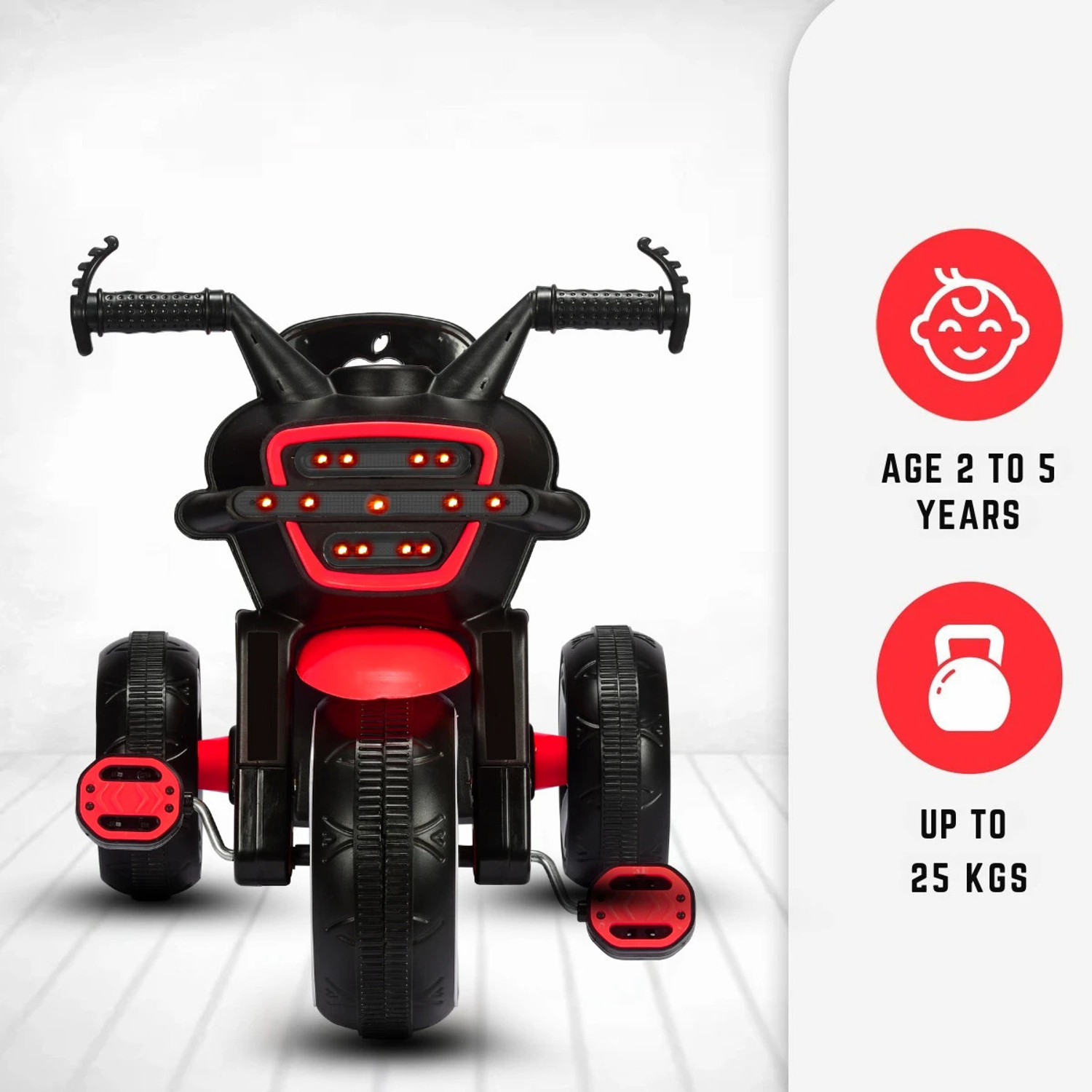 Image of Little Olive RideOn Ranger Bike Pedal Tricycles for Kids 1-3 Years Rideons & Wagons Battery Operated Ride On (Red)