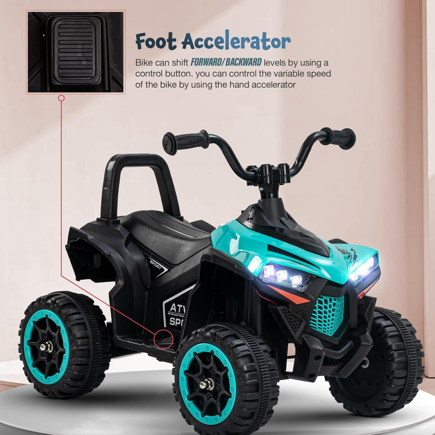 Image of baybee Monstro Baby Electric Bike for Kids|Rechargeable Balance Bikes with LED Lights Bike Battery Operated Ride On