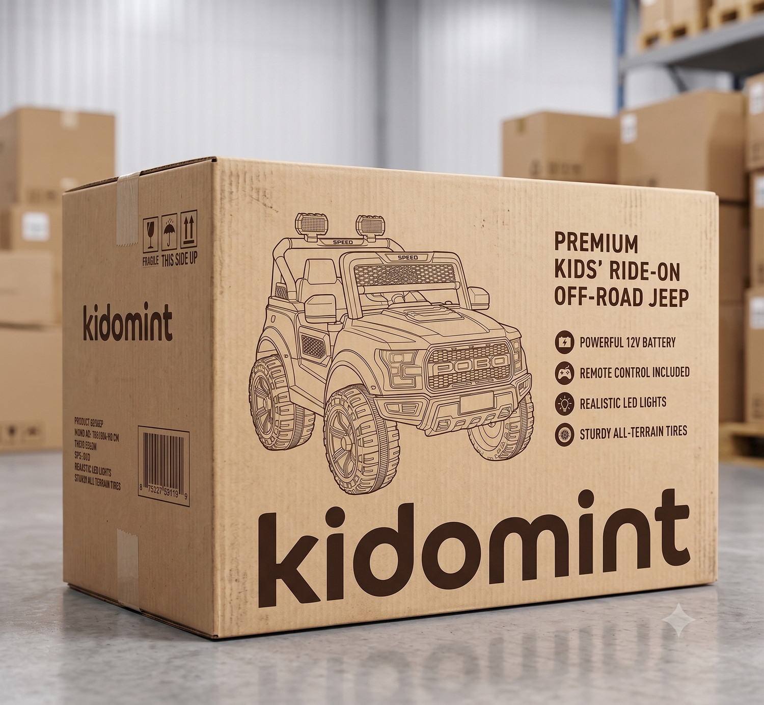 Image of kidomint POBO (1-8yrs) Battery Operated Ride On Car Battery Operated Ride On (Black)
