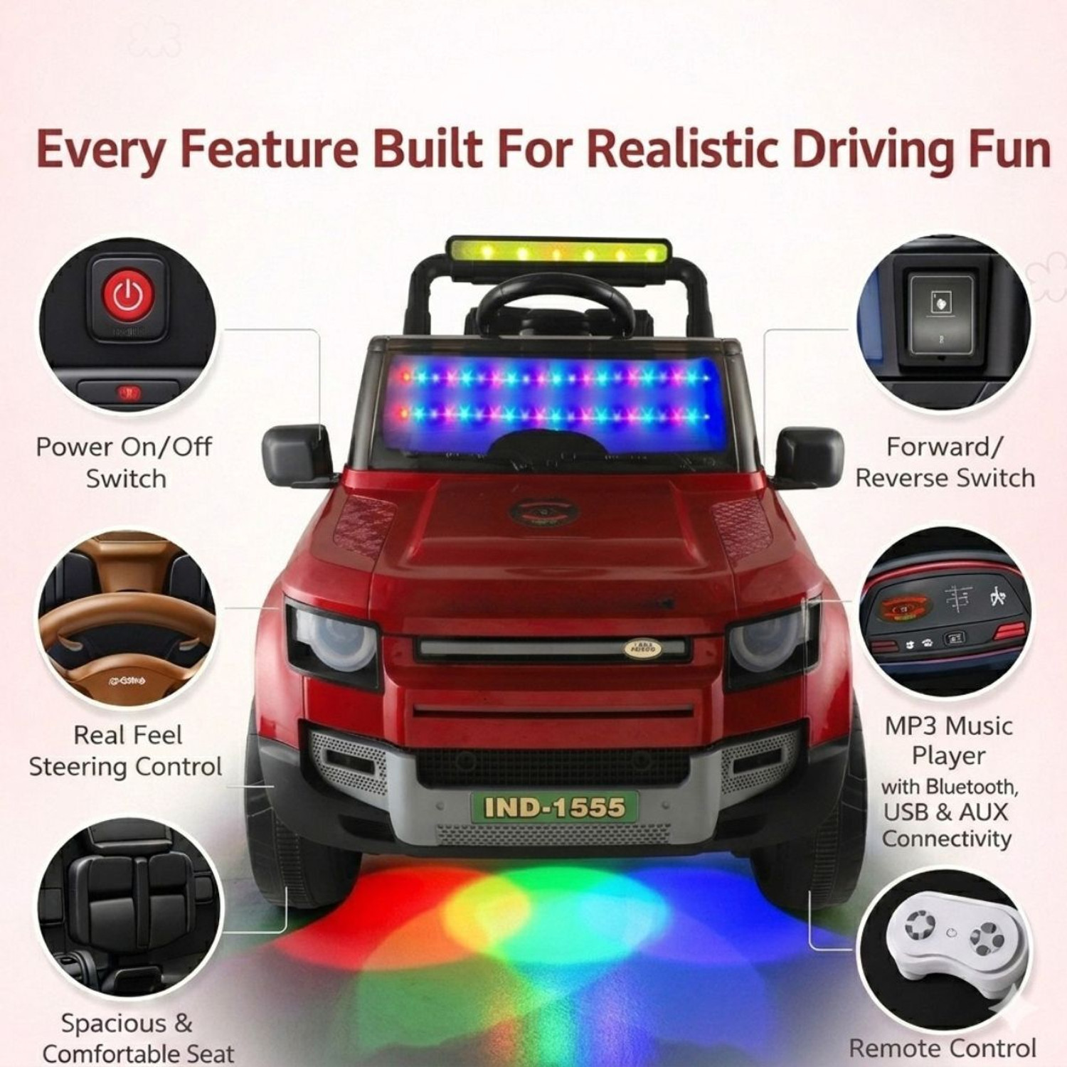 Image of JoyRide Def'er Heavy Duty 4 motor 12V Electric Ride On Jeep for Kids | Remote Control Car Battery Operated Ride On