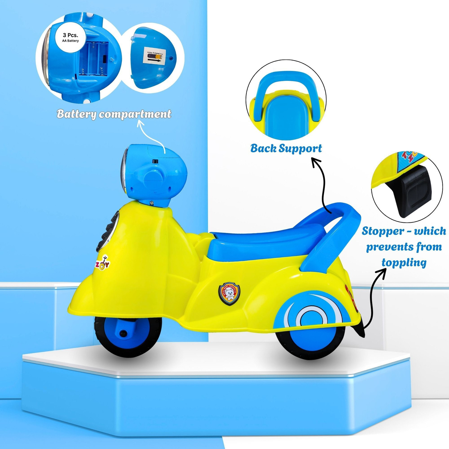 Image of Toyzoy Manual Push Scooter Ride On with Music & Light for Boys & Girls Aged 2+Years Rideons & Wagons Non Battery Operated Ride On