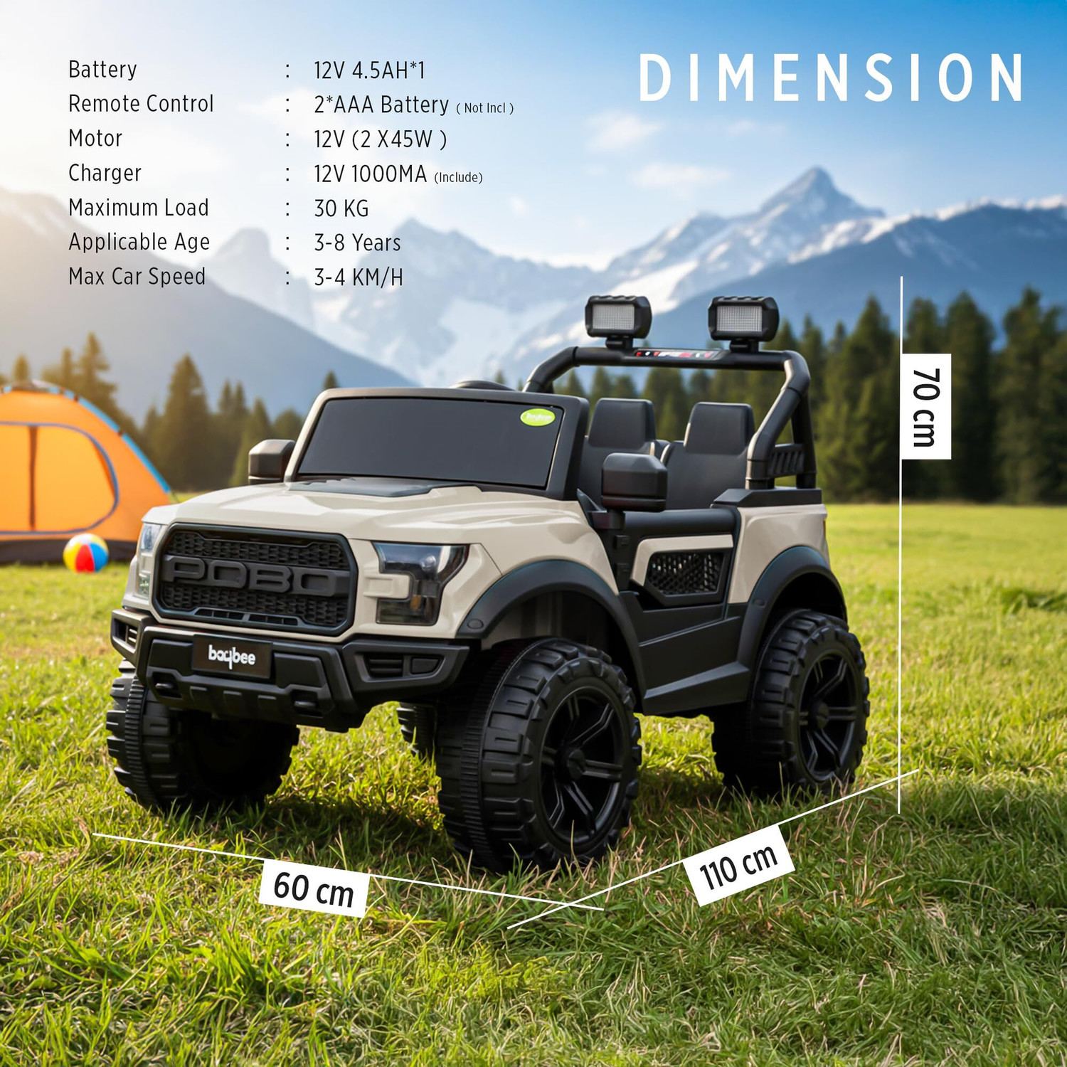 Image of baybee POBO Kids Car Battery Jeep with Bluetooth, Music Jeep Battery Operated Ride On Jeep Battery Operated Ride On