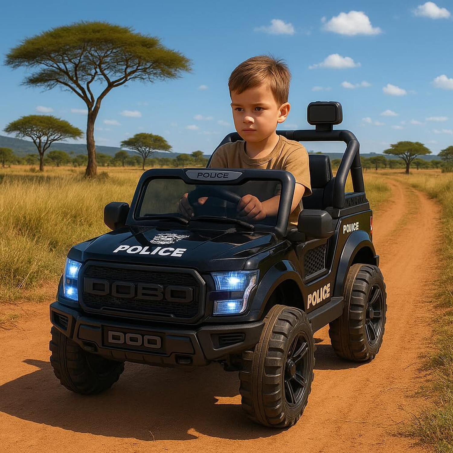 Image of CLAYBORN 4X4 POBO Black Electric Ride On Jeep for Kids, 12V Battery Operated Car 1-8 Yrs Jeep Battery Operated Ride On