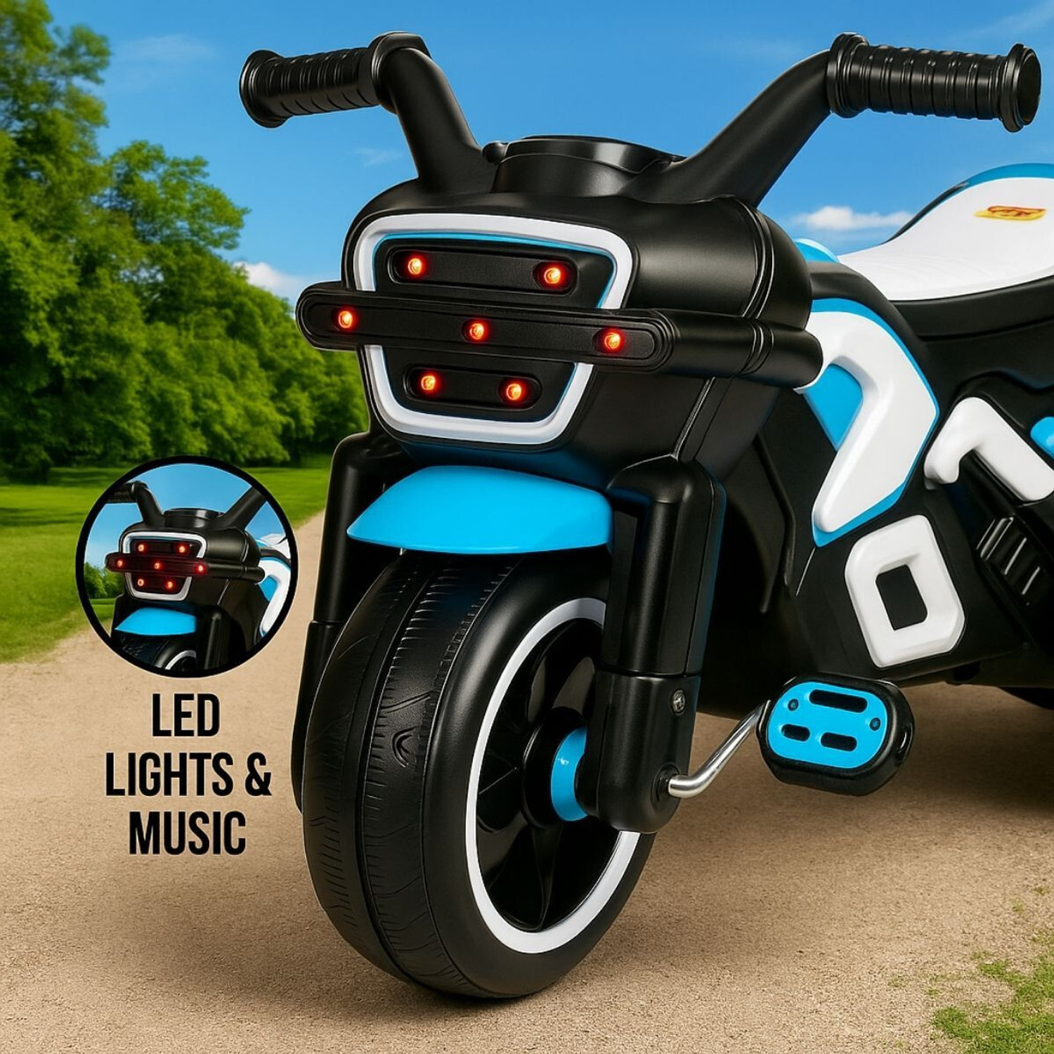 Image of Little Olive Ride On Ranger Bike Pedal for Kids 1-3 Years Rideons & Wagons Battery Operated Ride On (Black, Blue, White)