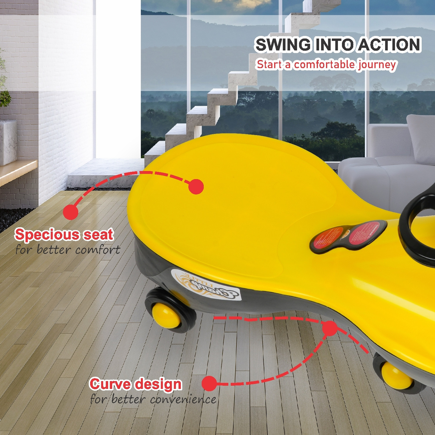 Image of Miss & Chief Little Champ Magic Car � Kids Swing Car(Ages 2+)|Twister Ride-On|Pedal-Free Car Rideons & Wagons Non Battery Operated Ride On