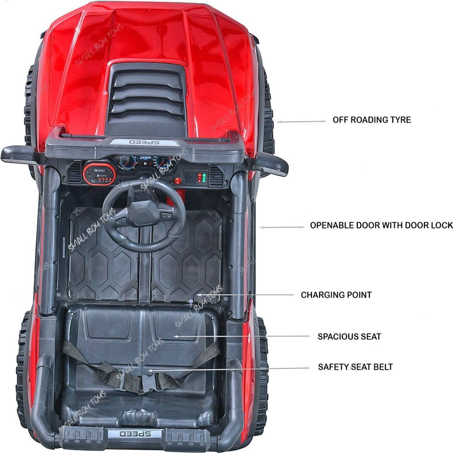 SmallBoyToys POBO 4X4 Red Battery Car for Kids - Image 4