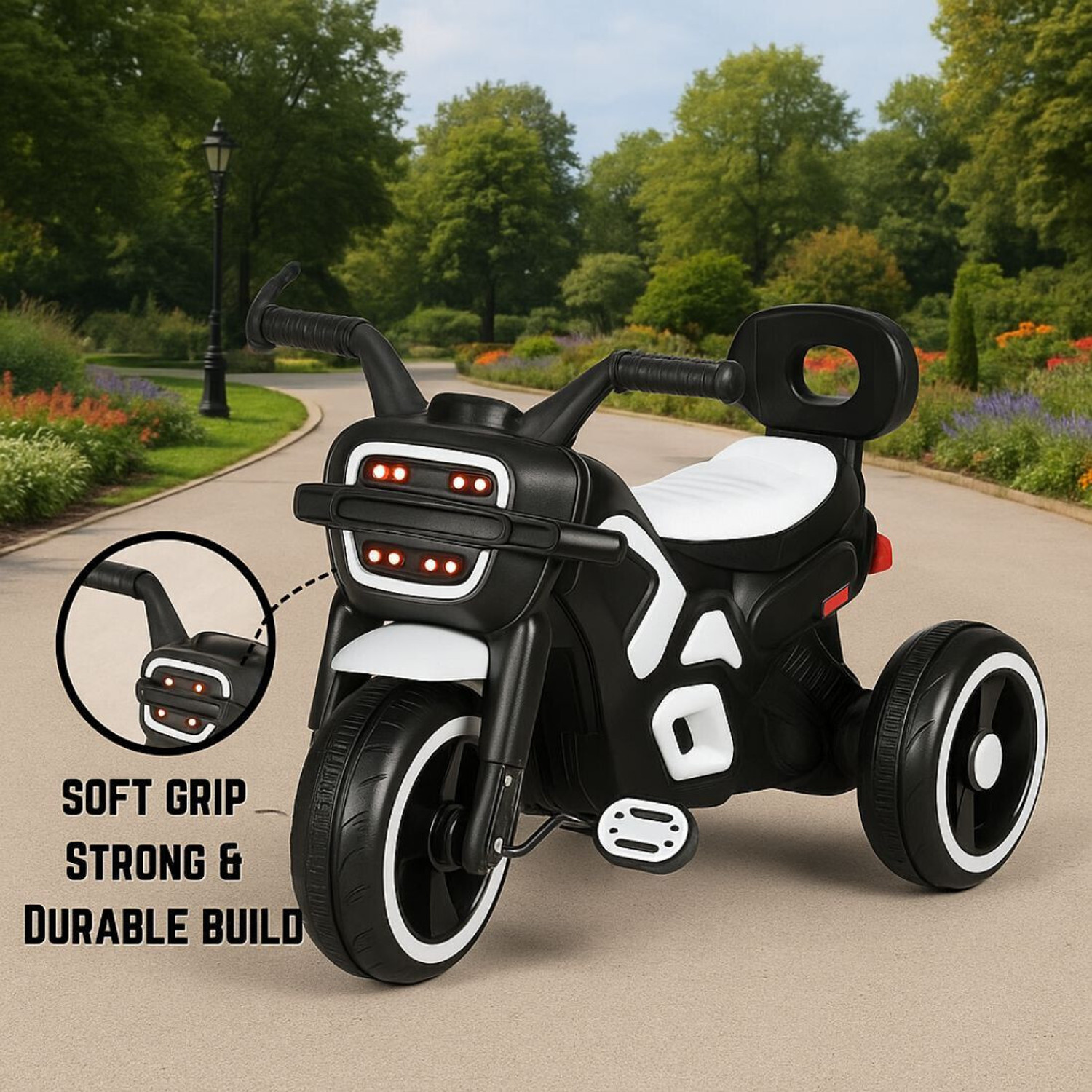 Image of Little Olive RideOn Ranger Bike Pedal for Kids 1-3 Years Rideons & Wagons Battery Operated Ride On (Black, White)