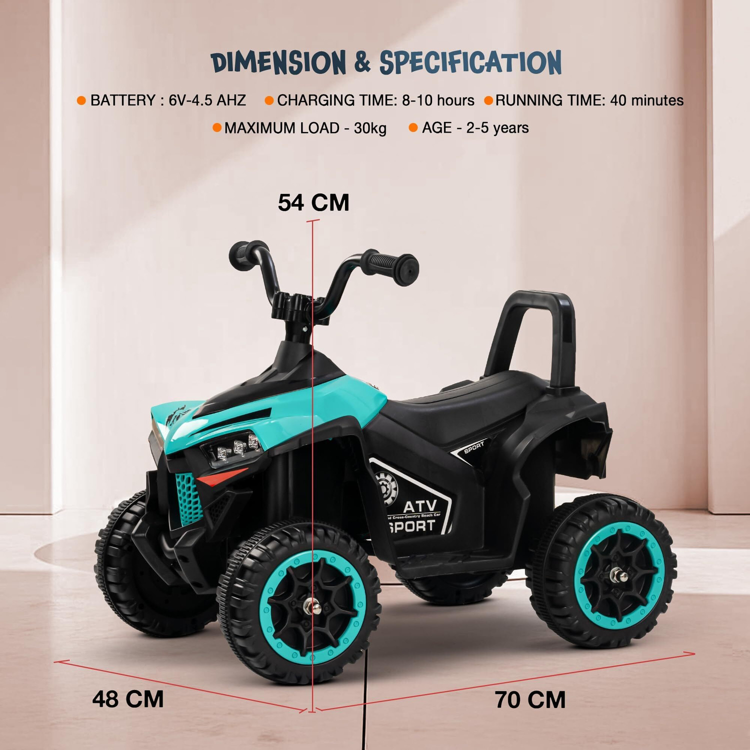 Image of baybee Monstro Baby Electric Bike for Kids|Rechargeable Balance Bikes with LED Lights Bike Battery Operated Ride On