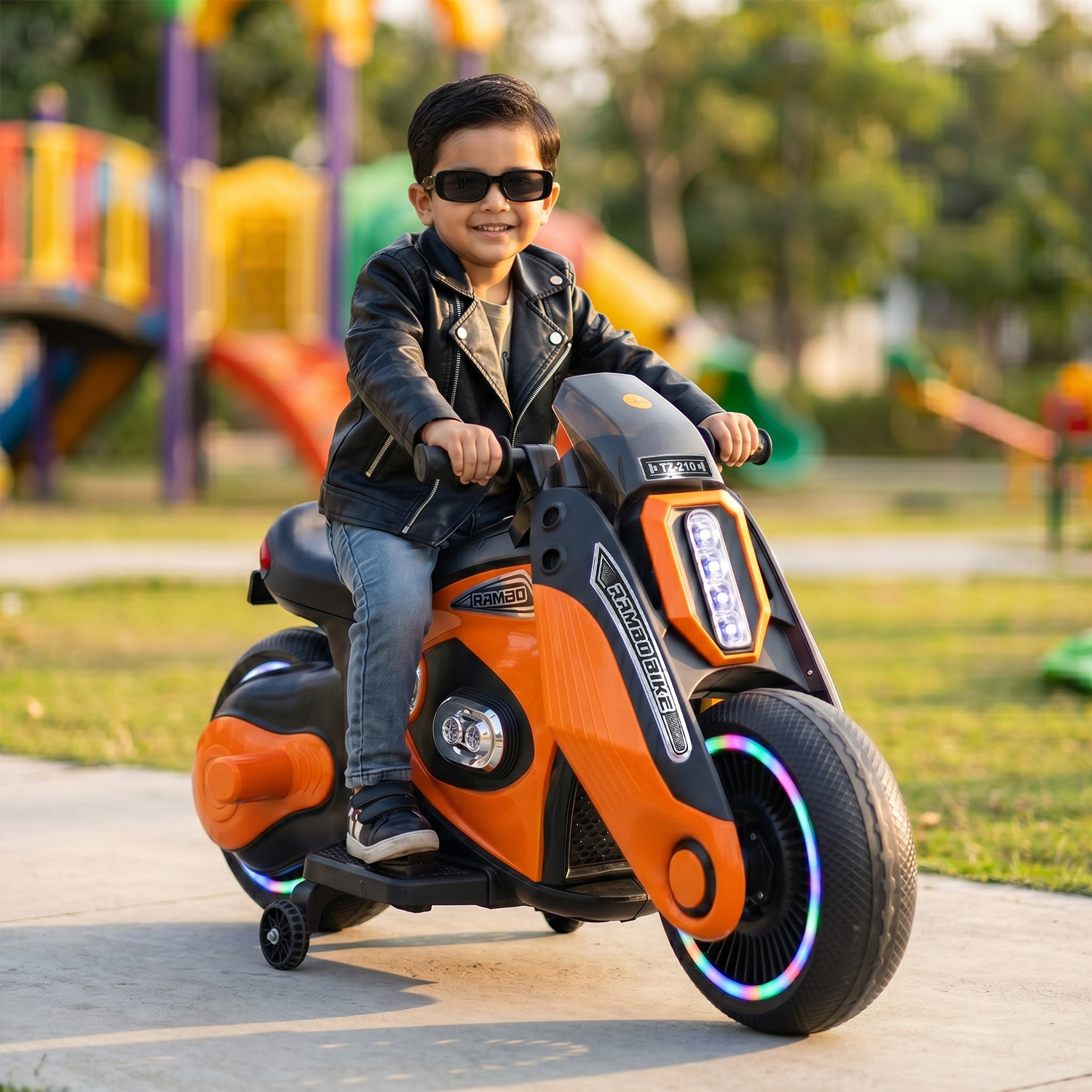 Image of kidznation Rambo Electric Bike with Lights in Wheels I Electric Bike for Kids Bike Battery Operated Ride On