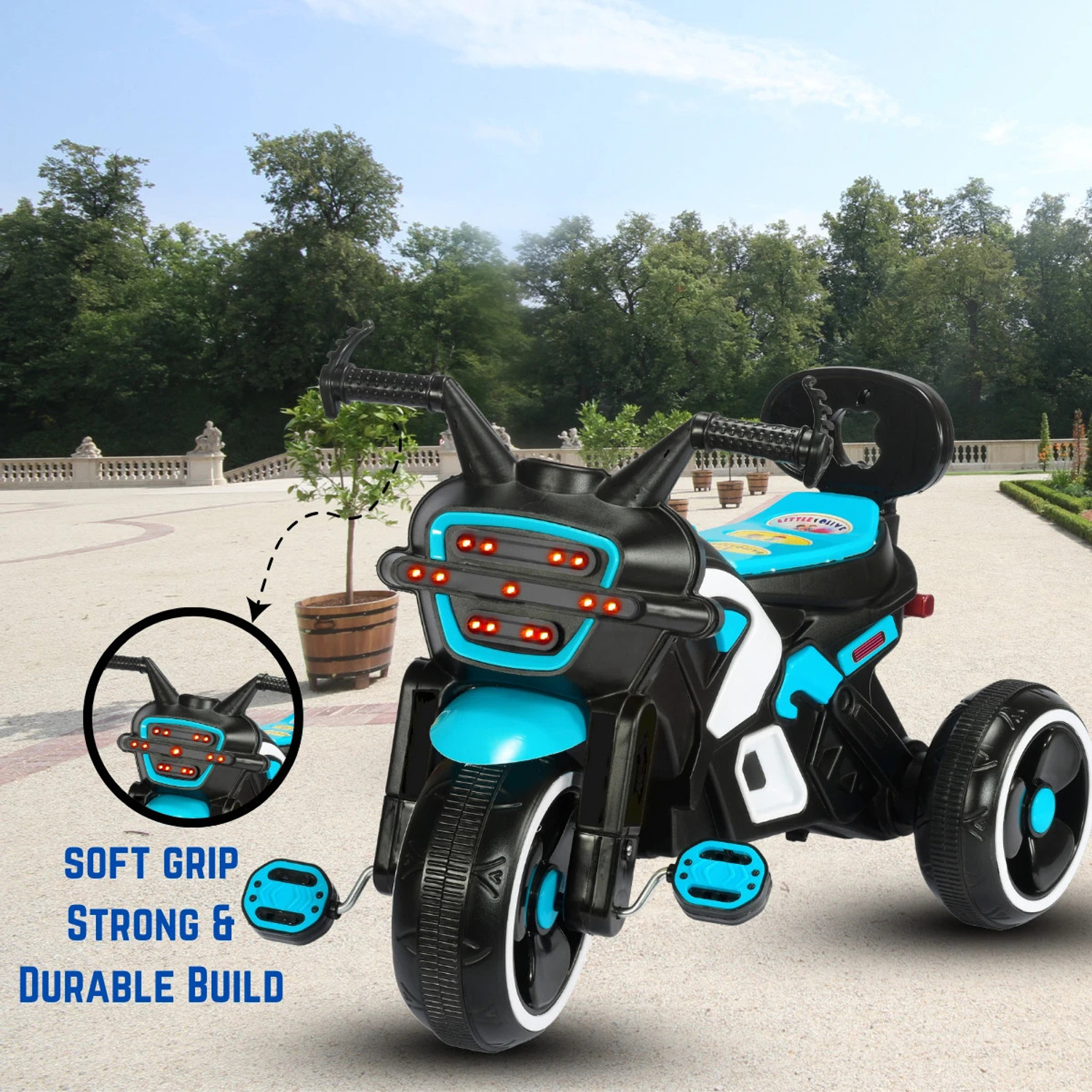 Image of Little Olive RideOn Ranger Bike Pedal Tricycles for Kids 1-3 Years Rideons & Wagons Battery Operated Ride On (Blue)