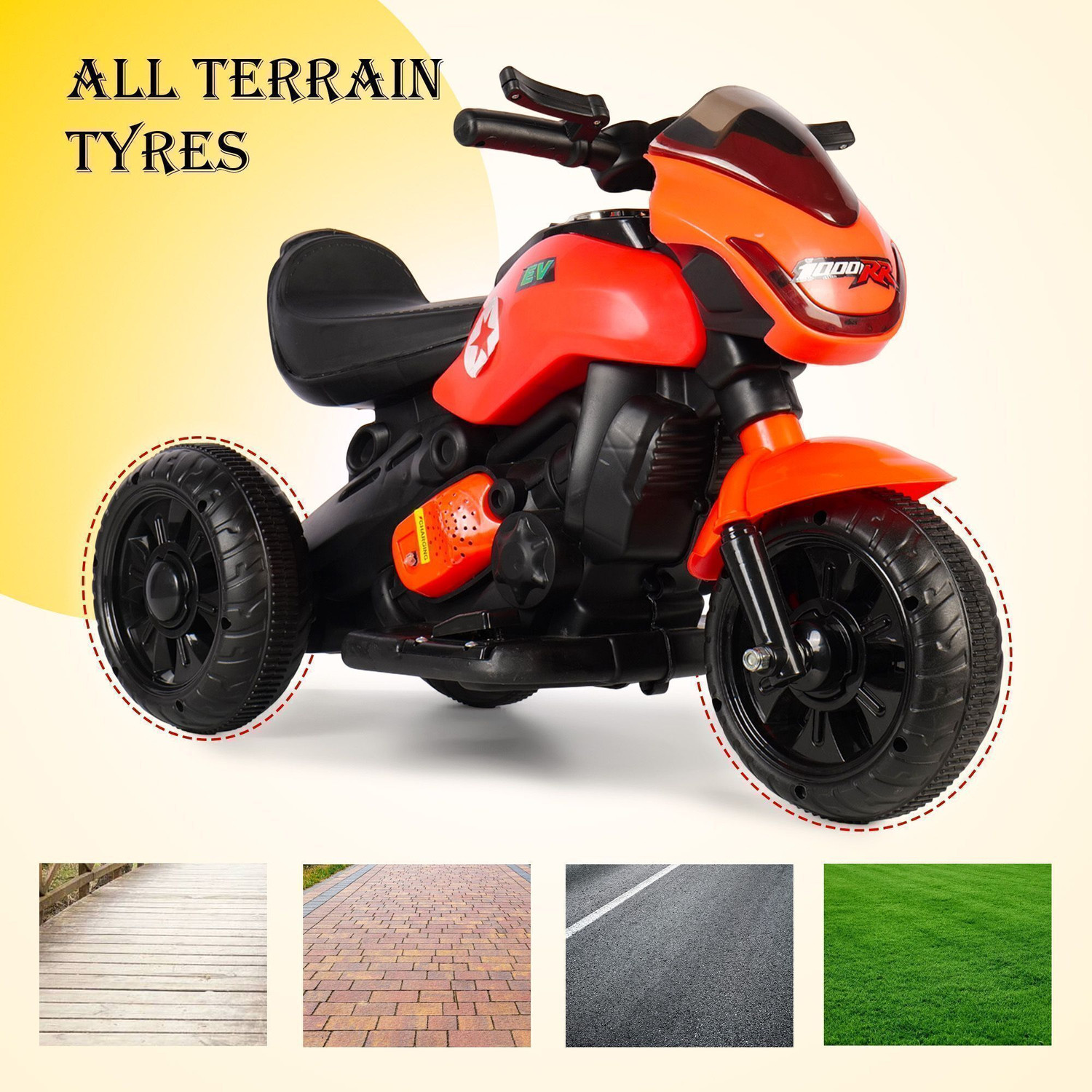 Image of LITTLE RIDES Super Bike With Music And Lights, Forward and Backward Gear, Built in MP3 player Bike Battery Operated Ride On