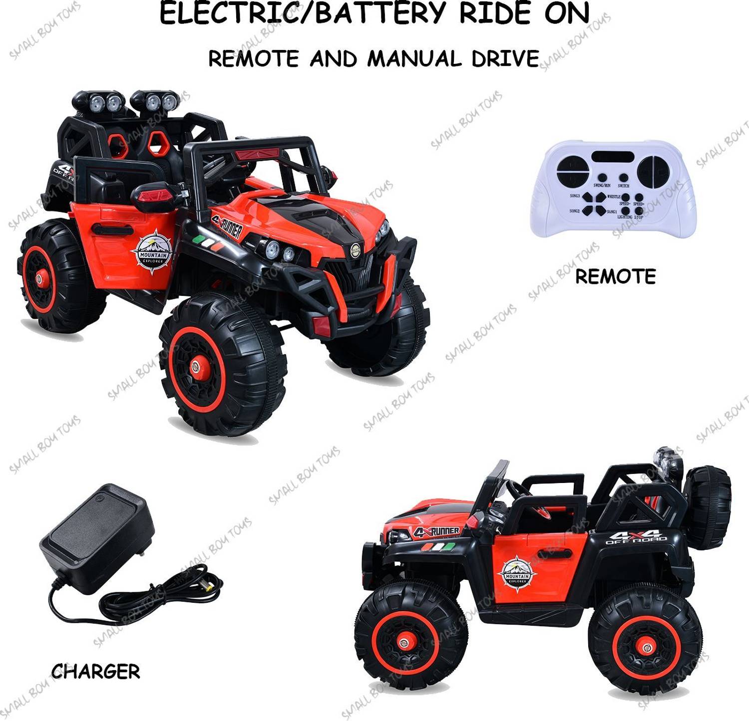 CLAYBORN 2188 Red Monster Battery Ride-On Jeep - Image 2