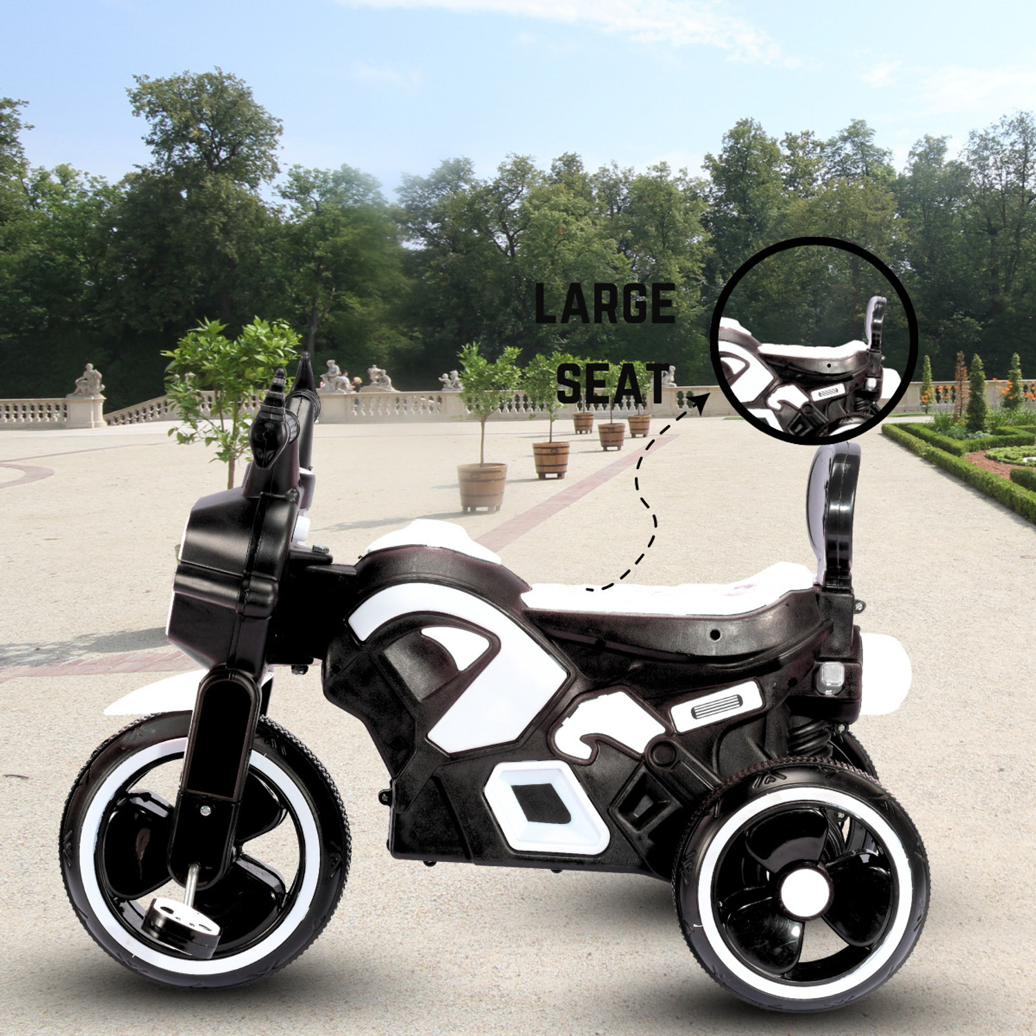 Image of Little Olive RideOn Ranger Bike Pedal Tricycles for Kids 1-3 Years Rideons & Wagons Battery Operated Ride On (White)