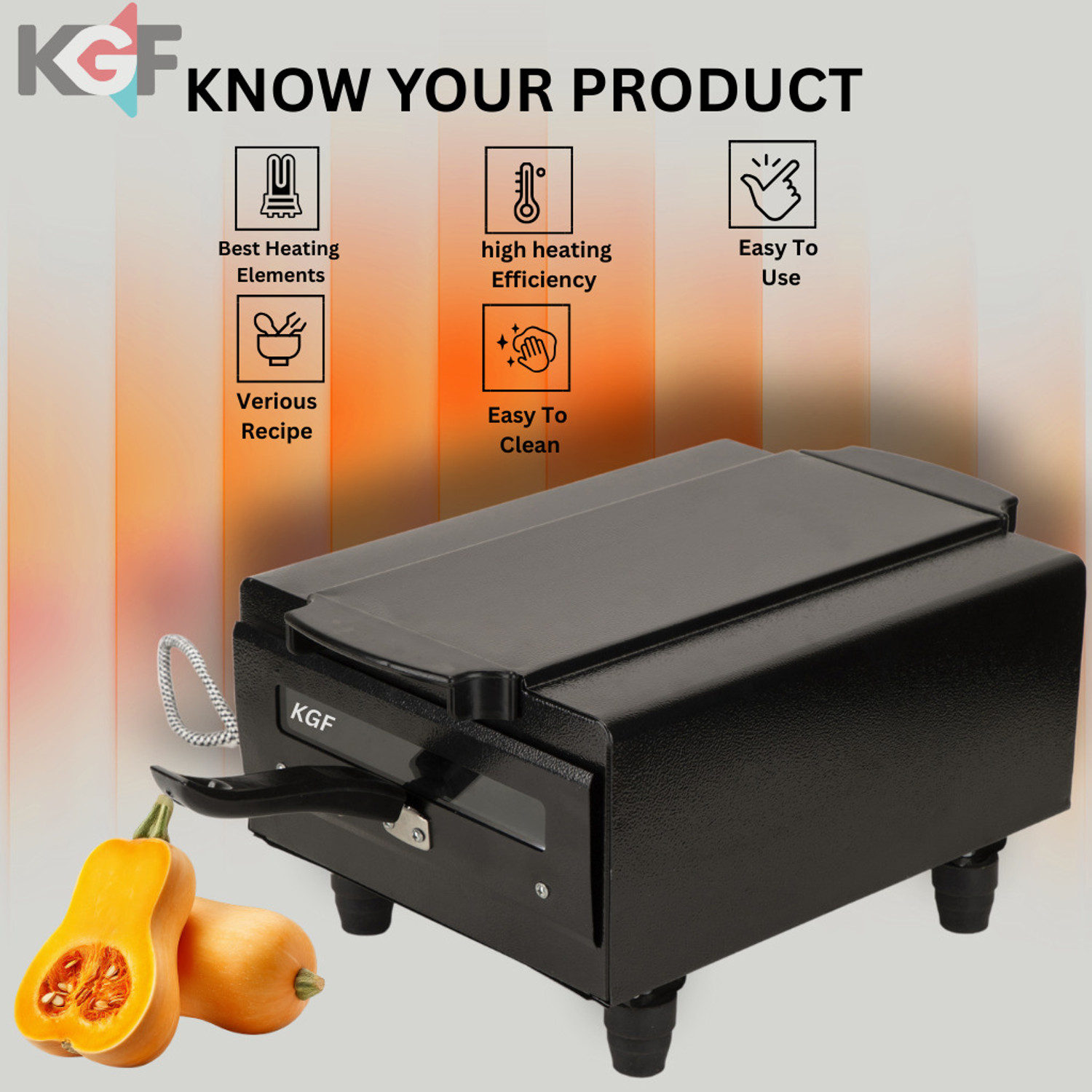 Image of KGF Compact 14 Inch 2000W Grill Oven for Kebabs, Roasts, and Tandoori Cooking Electric Tandoor